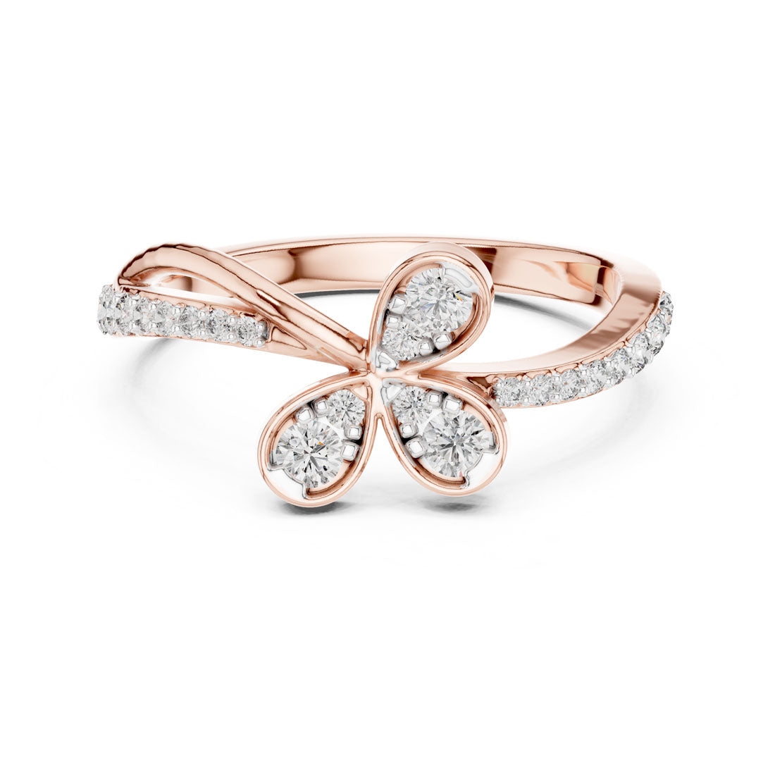 .35 Ct. Diamond three Leaf Motif Open Ring (12#10067@L) 7
