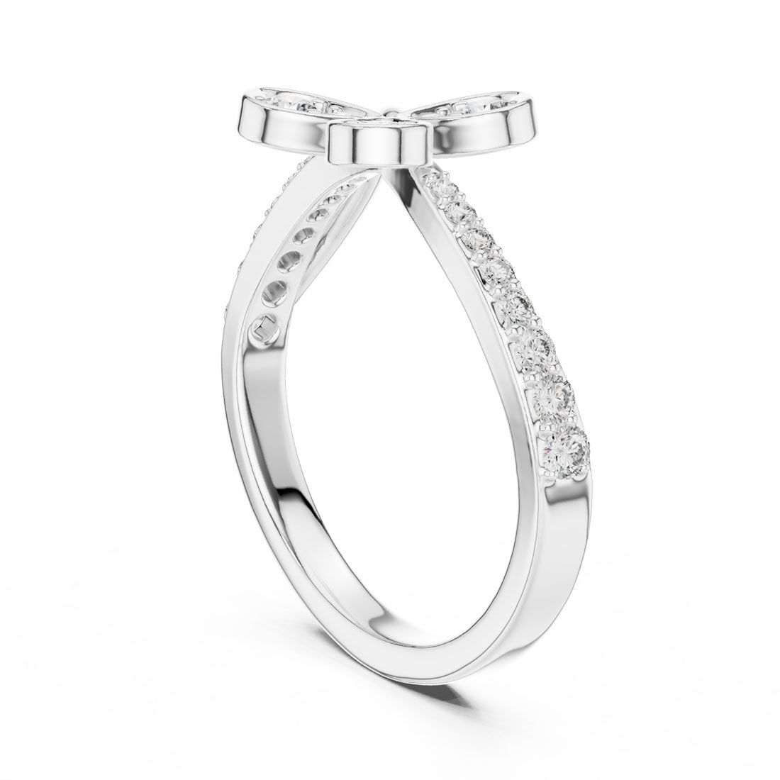.35 Ct. Diamond three Leaf Motif Open Ring (12#10067@L) 10