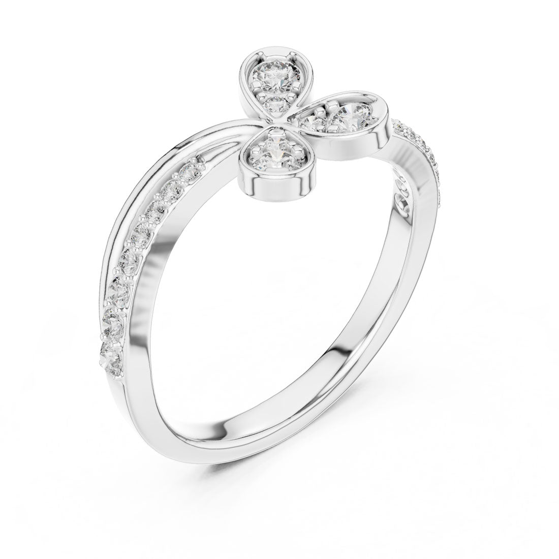 .35 Ct. Diamond three Leaf Motif Open Ring (12#10067@L) 11