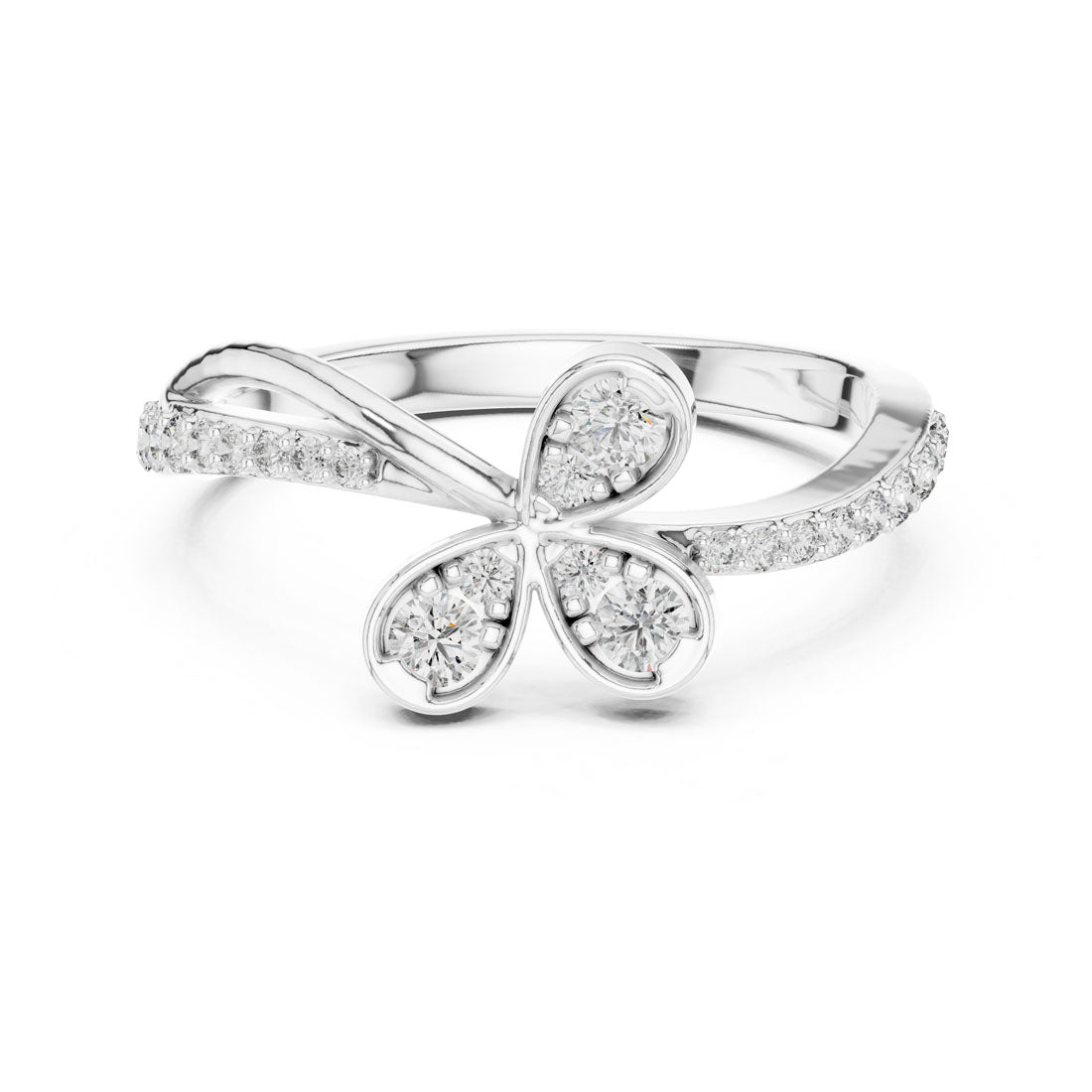 .35 Ct. Diamond three Leaf Motif Open Ring (12#10067@L)