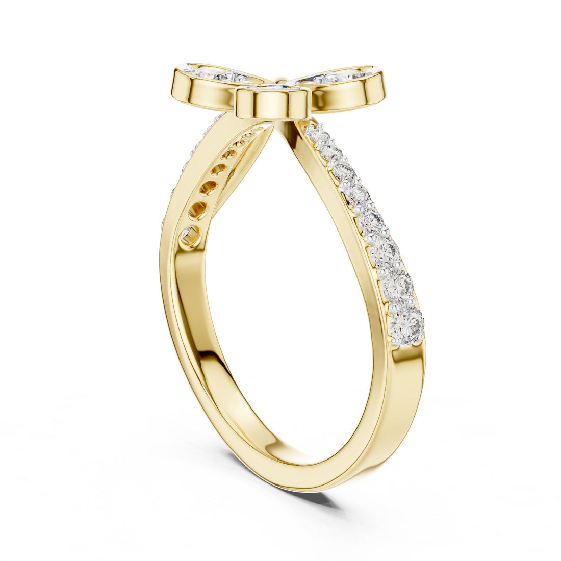 .35 Ct. Diamond three Leaf Motif Open Ring (12#10067@L) 3