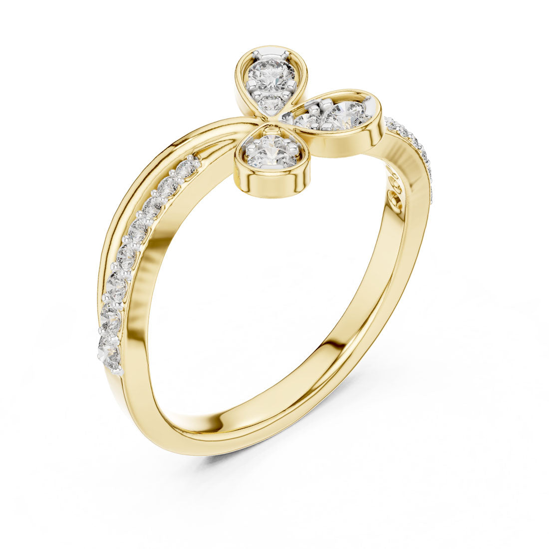.35 Ct. Diamond three Leaf Motif Open Ring (12#10067@L)
