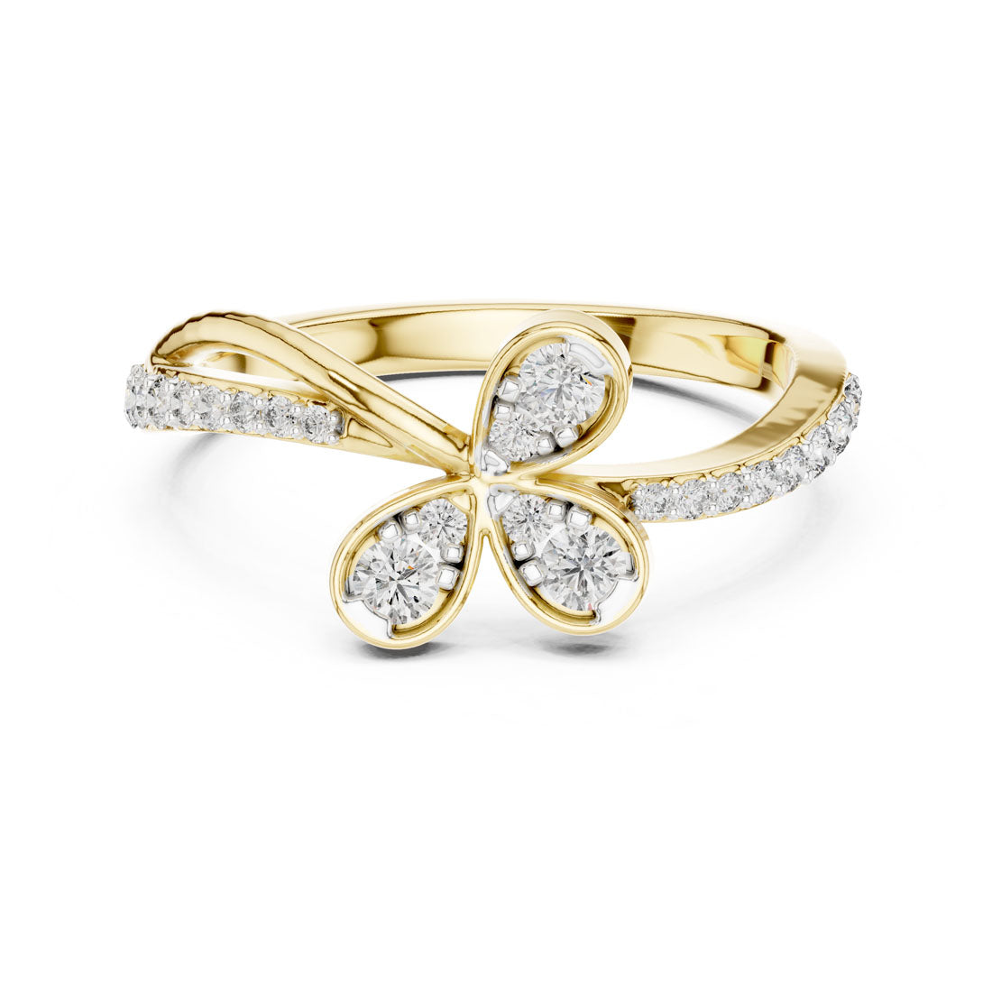 .35 Ct. Diamond three Leaf Motif Open Ring (12#10067@L) 5