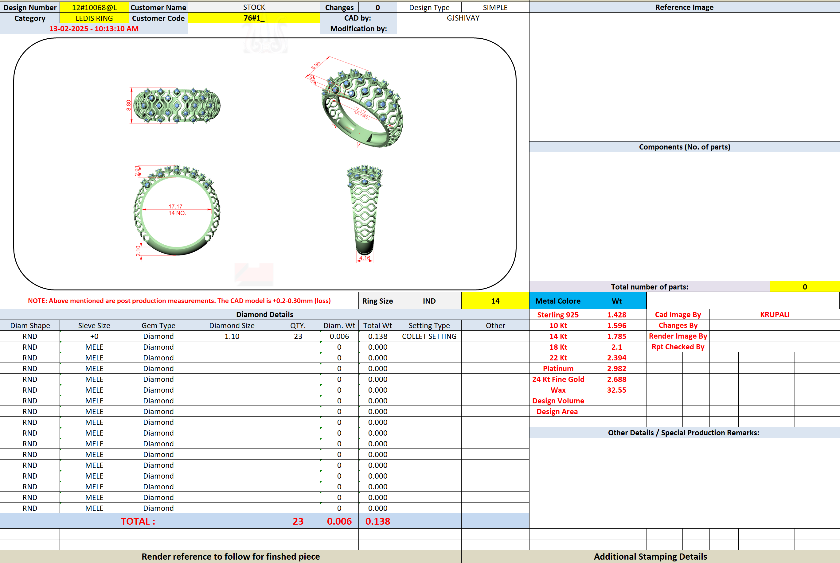 .14 Ct. Geometric Openwork Diamond Band (12#10068@L) 13