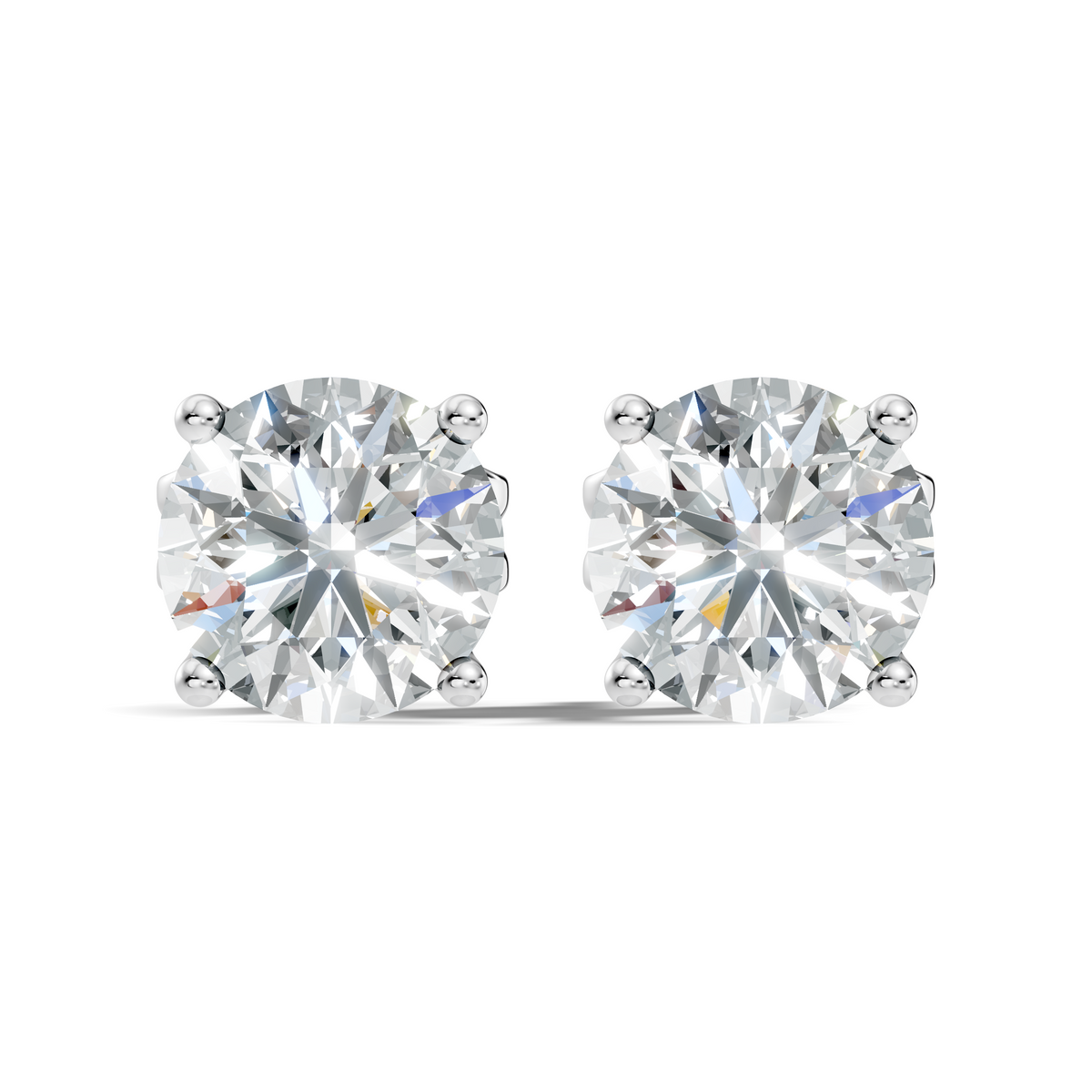 .60-2.00 Ct. Classic Round Diamond Stud Earrings with Four-Prong Basket Setting (130#10001E-04E)