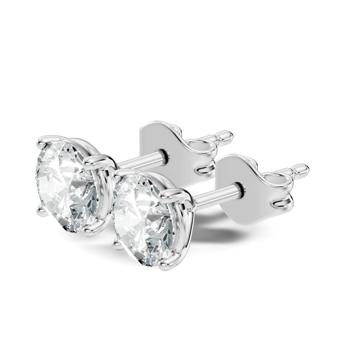 .60-2.00 Ct. Classic Round Diamond Stud Earrings with Four-Prong Basket Setting (130#10001E-04E) 7