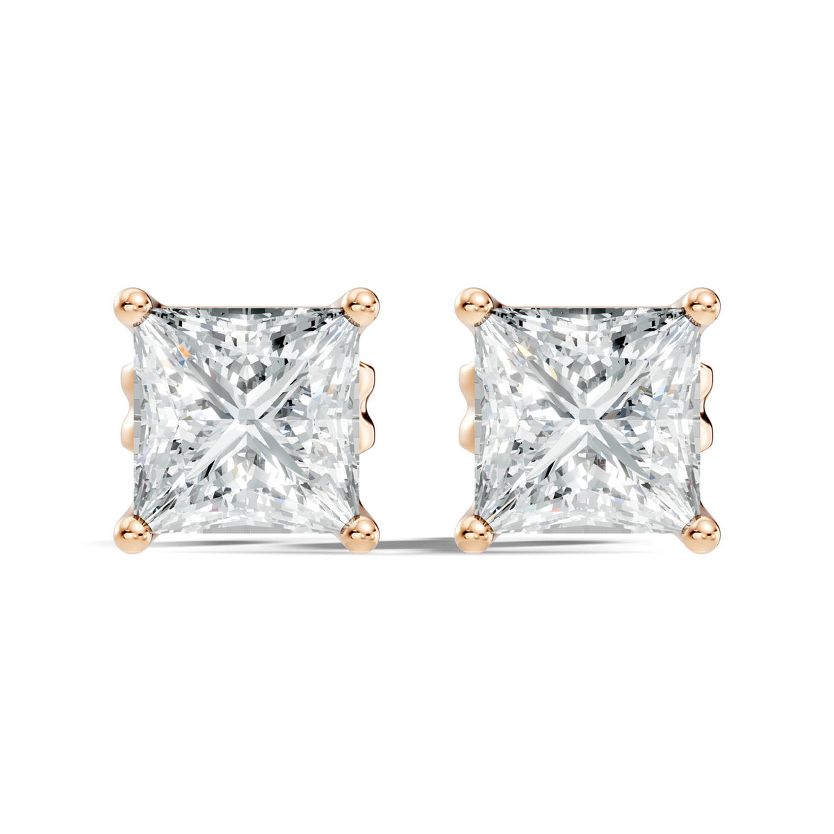 .50-2.00 Ct. Princess Cut Diamond Stud Earrings with Four-Prong Martini Setting (130#10009E-12E) 6