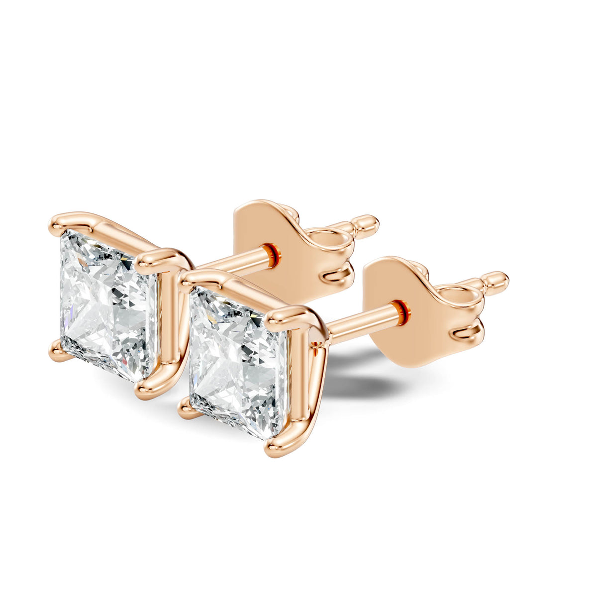 .50-2.00 Ct. Princess Cut Diamond Stud Earrings with Four-Prong Martini Setting (130#10009E-12E) 12