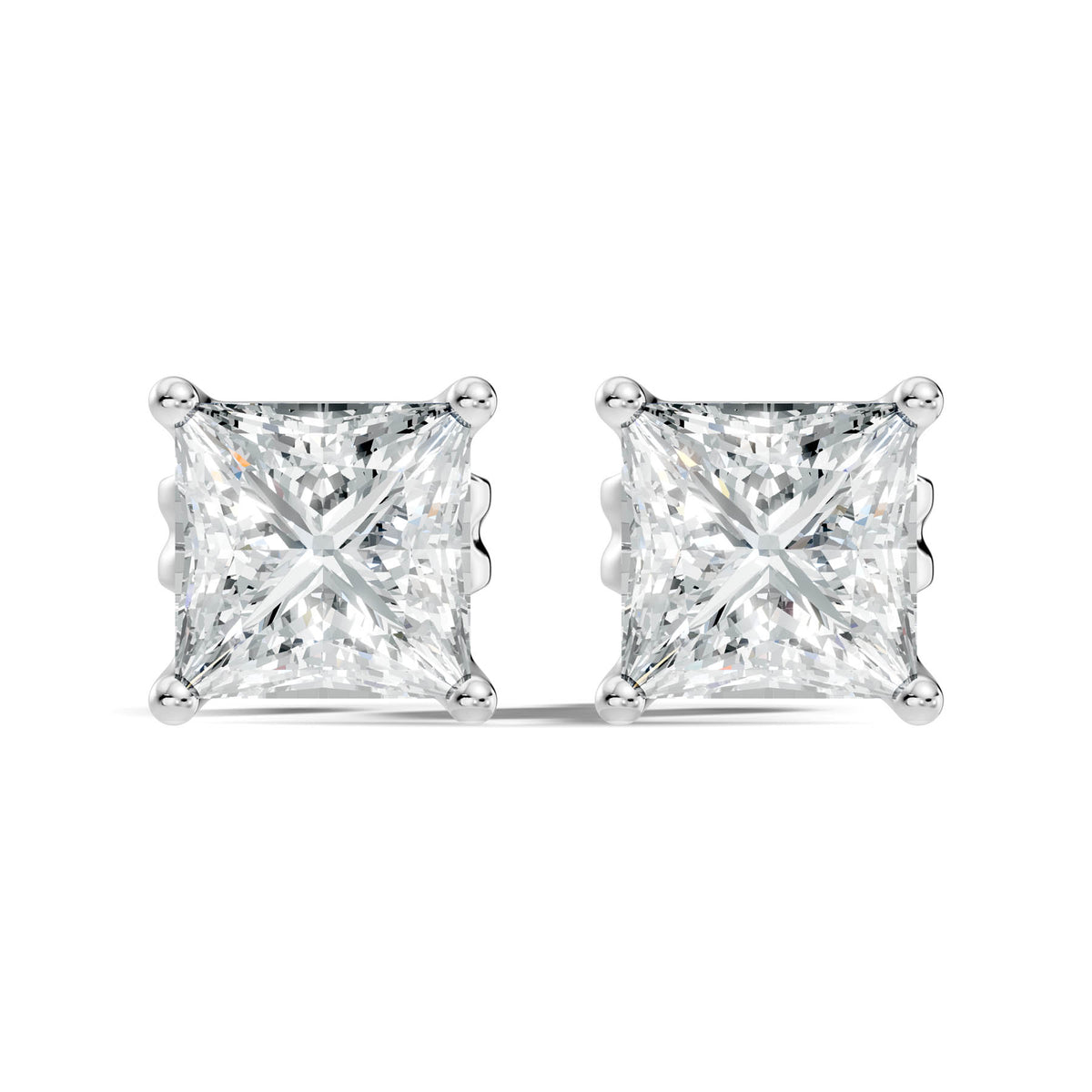 .50-2.00 Ct. Princess Cut Diamond Stud Earrings with Four-Prong Martini Setting (130#10009E-12E)