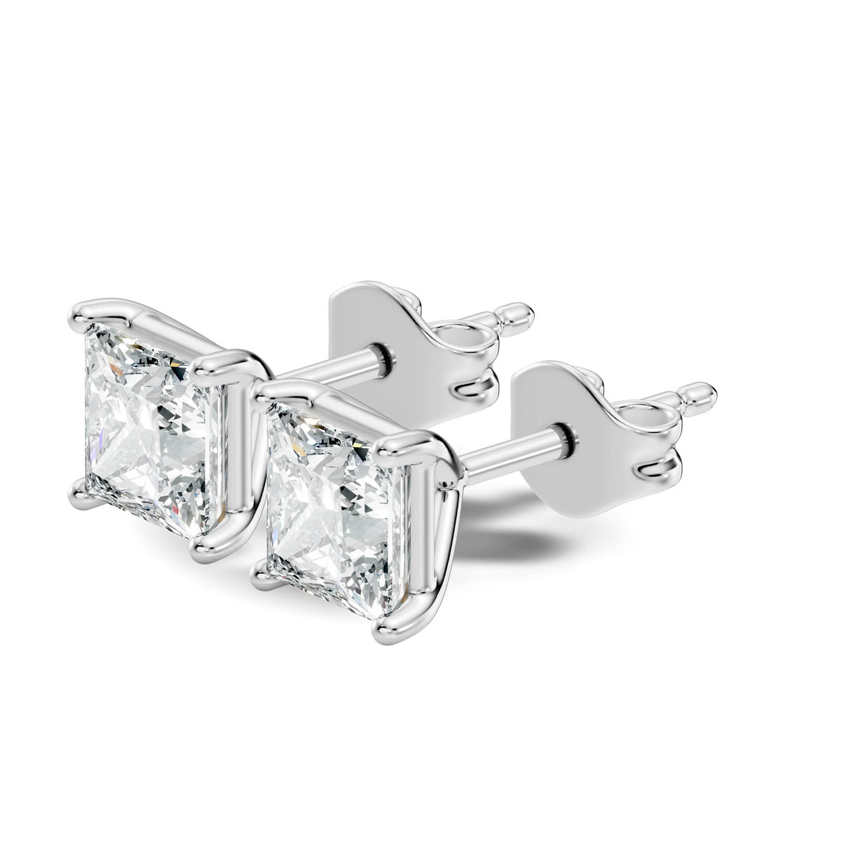 .50-2.00 Ct. Princess Cut Diamond Stud Earrings with Four-Prong Martini Setting (130#10009E-12E) 8
