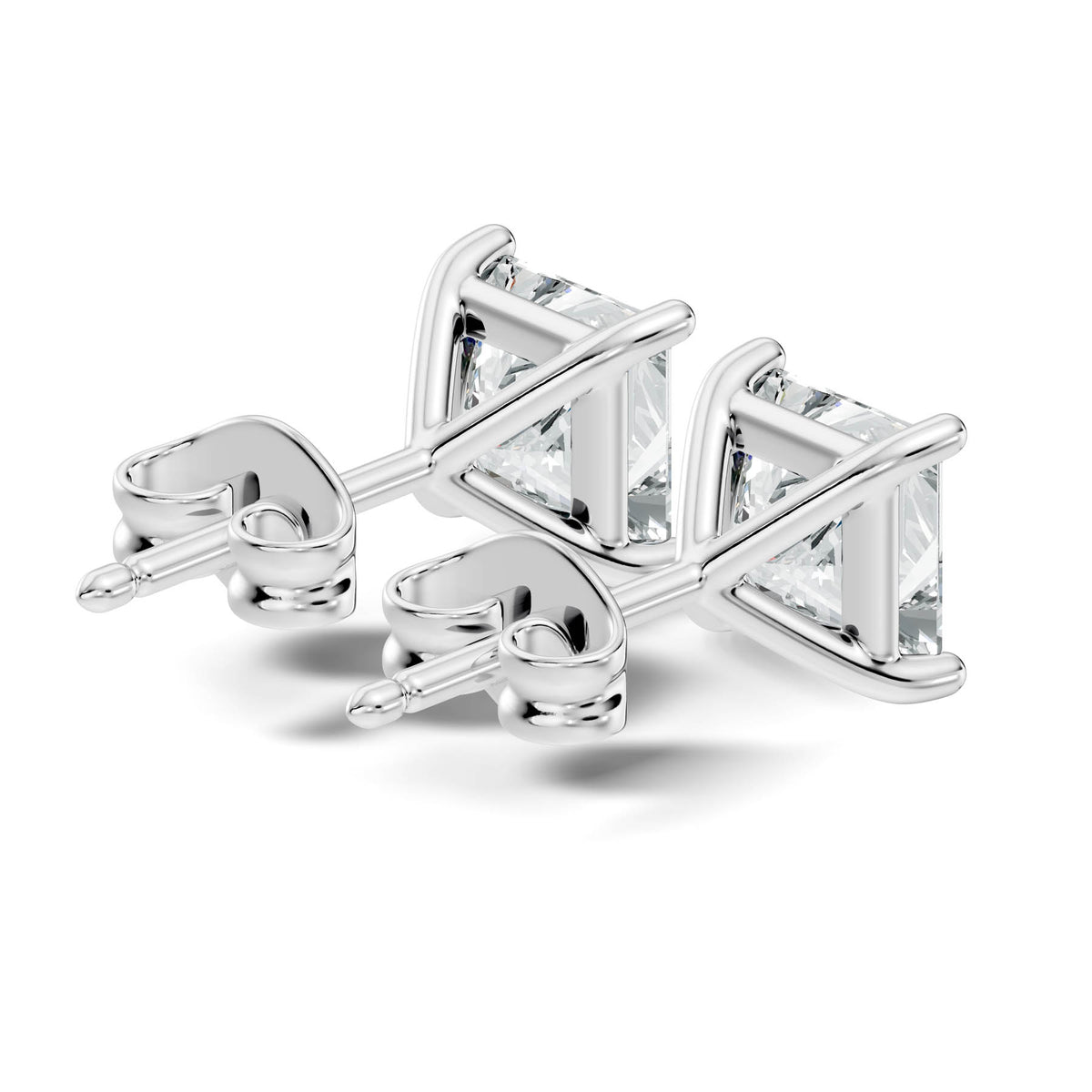 .50-2.00 Ct. Princess Cut Diamond Stud Earrings with Four-Prong Martini Setting (130#10009E-12E) 10