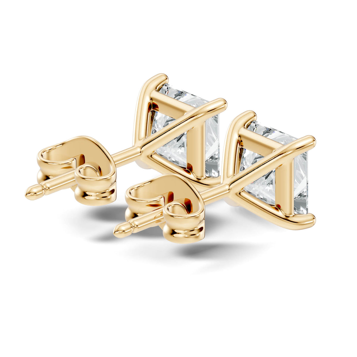 .50-2.00 Ct. Princess Cut Diamond Stud Earrings with Four-Prong Martini Setting (130#10009E-12E) 5