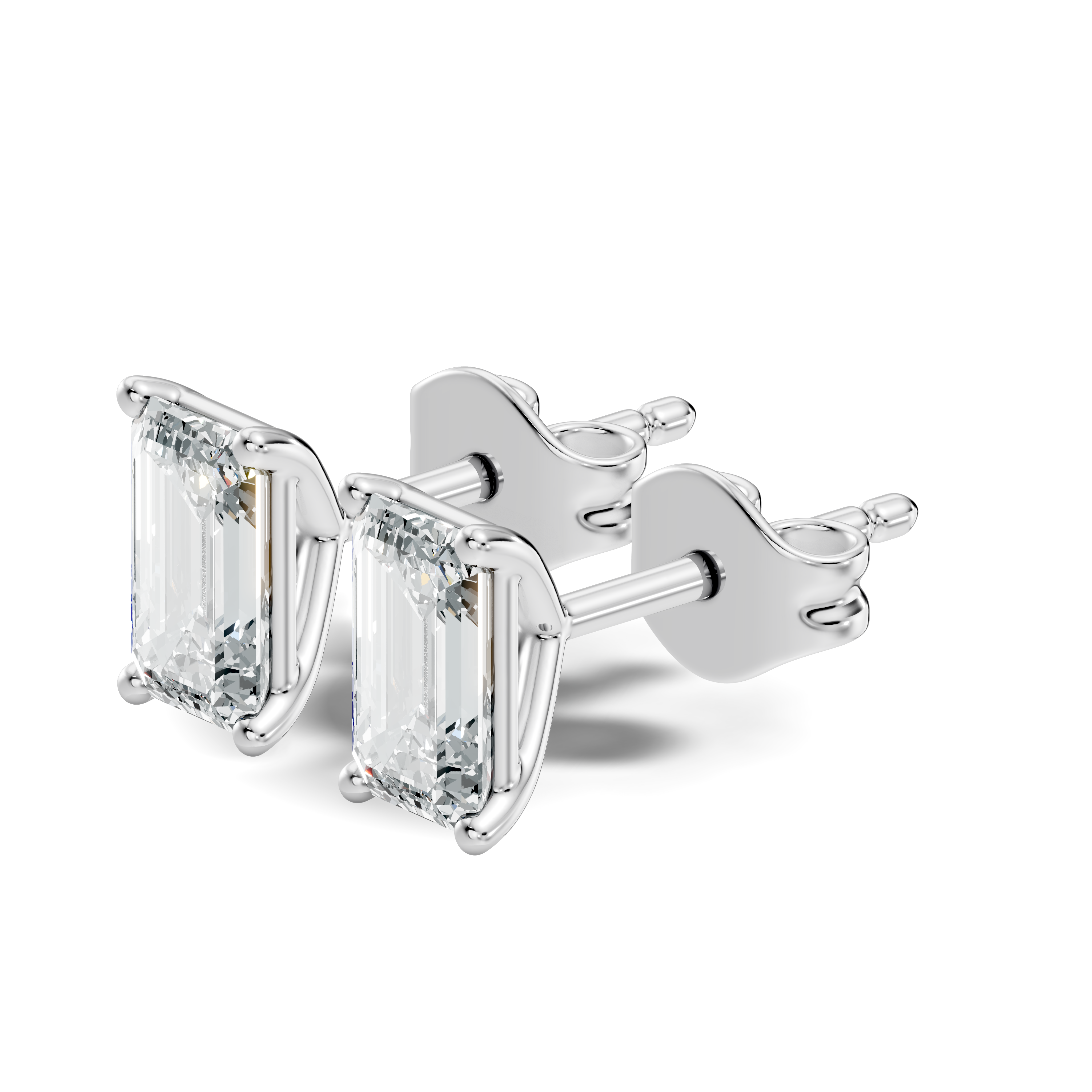 .50-2.00 Ct. Emerald Cut Diamond Stud Earrings with Four-Prong Martini Setting (130#10013E-16E) 9