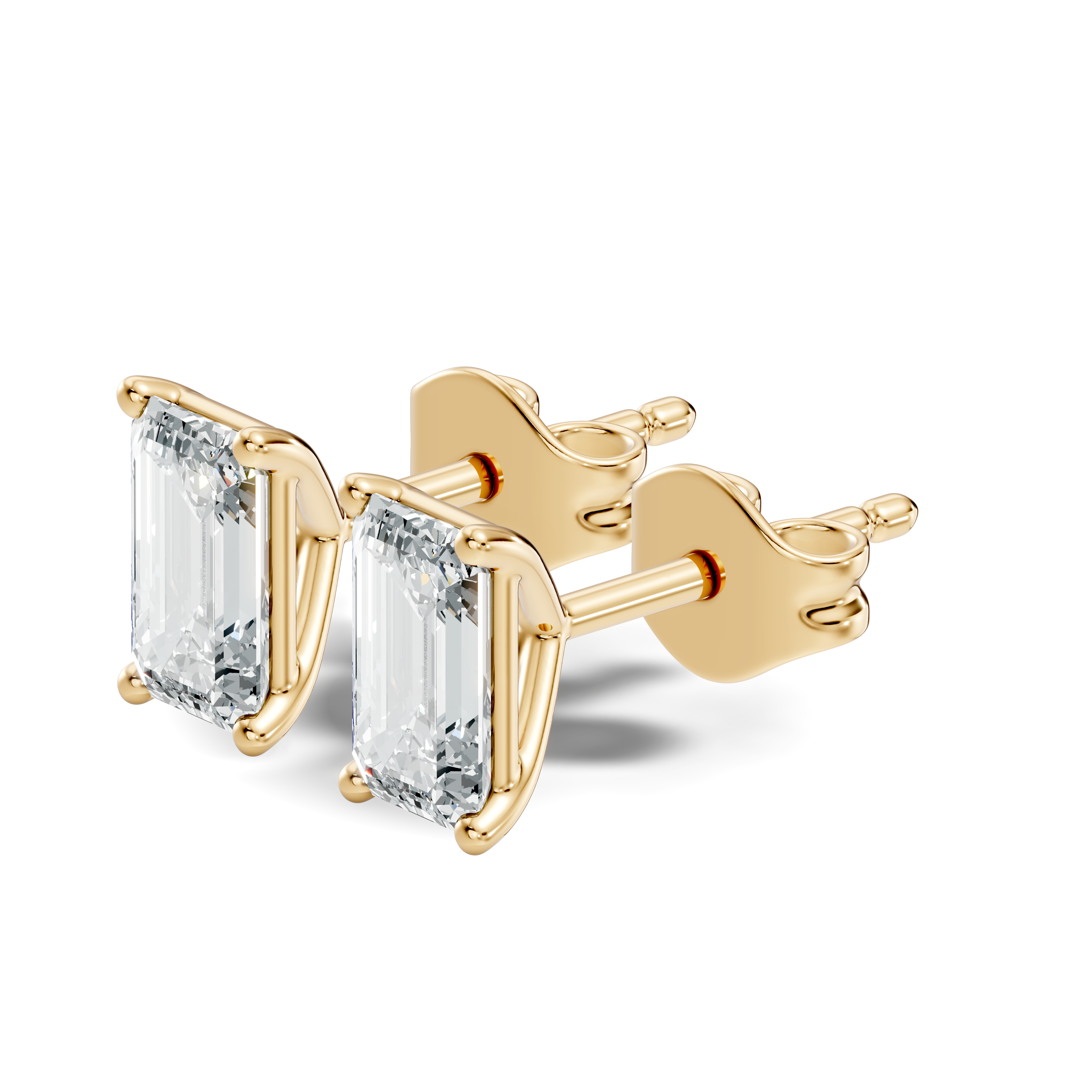.50-2.00 Ct. Emerald Cut Diamond Stud Earrings with Four-Prong Martini Setting (130#10013E-16E) 2