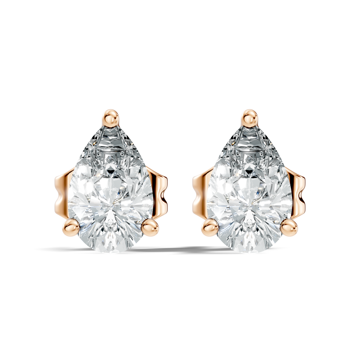 .50-2.00 Ct. Pear Diamond Stud Earrings with Three-Prong Martini Setting (130#10017E-20E) 7