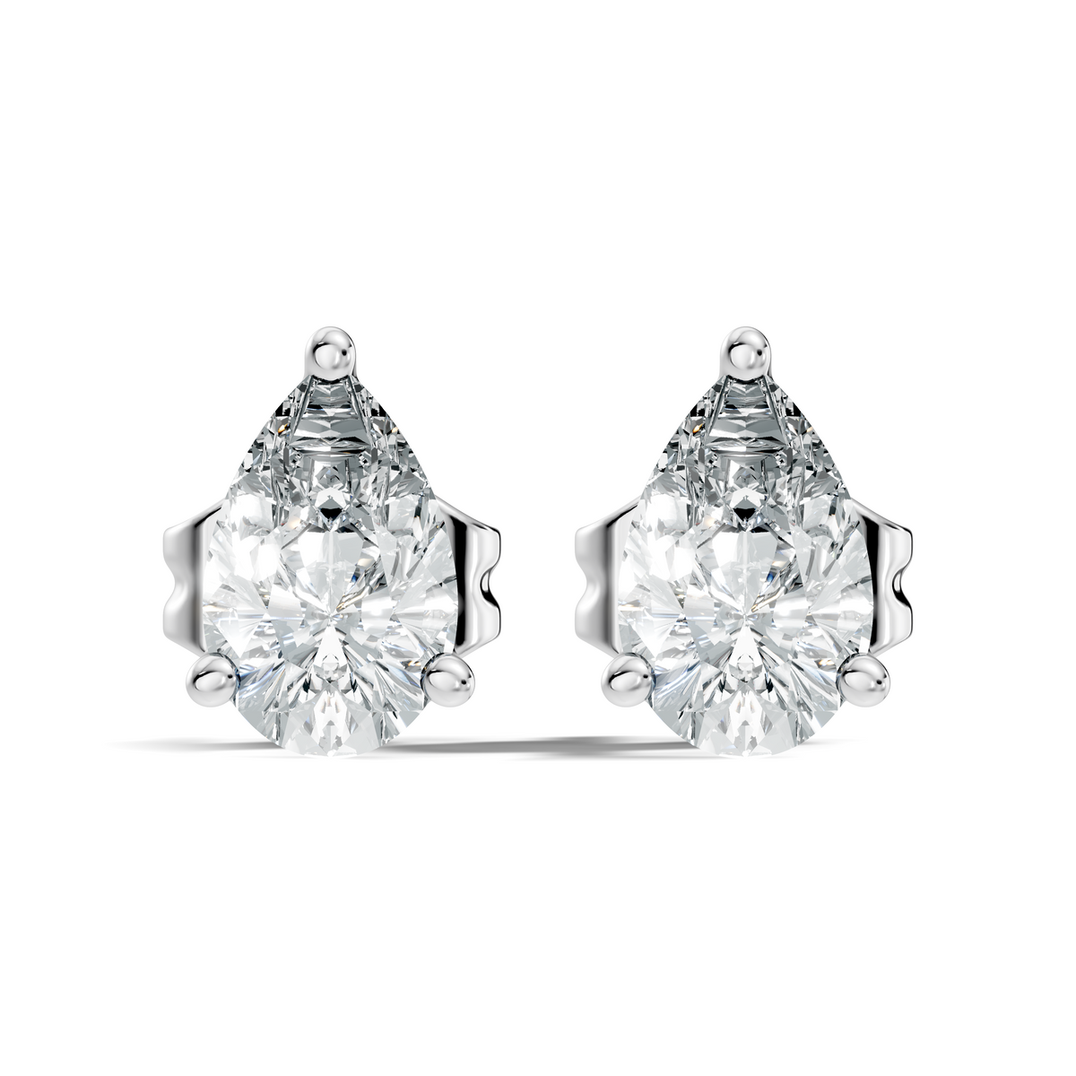 .50-2.00 Ct. Pear Diamond Stud Earrings with Three-Prong Martini Setting (130#10017E-20E)