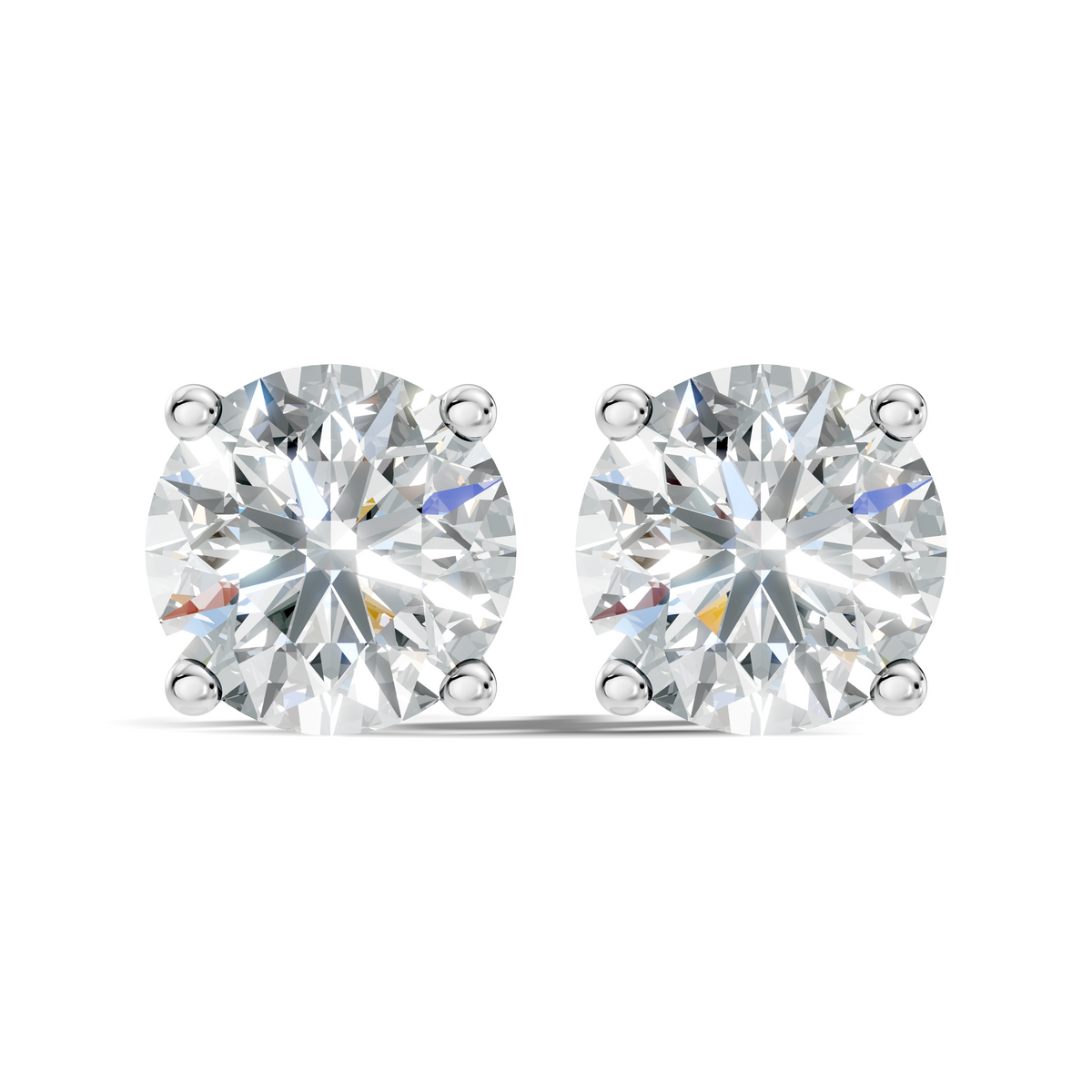 .50-2.00 Ct. Round Diamond Stud Earrings with Four-Prong Martini Setting (130#10021E-24E)