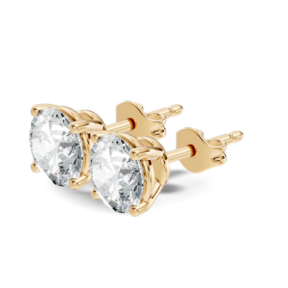.50-2.00 Ct. Round Diamond Stud Earrings with Four-Prong Martini Setting (130#10021E-24E)