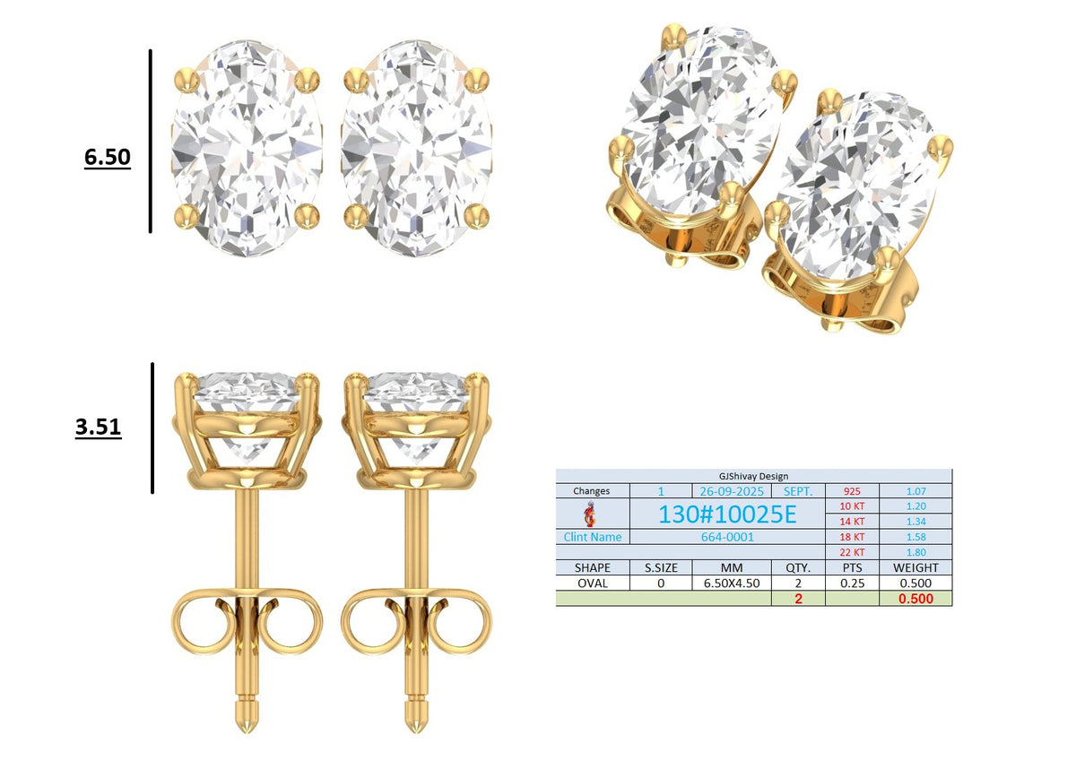 .50-2.00 Ct. Oval Diamond Stud Earrings with Four-Prong Martini Setting (130#10025E-28E) 13