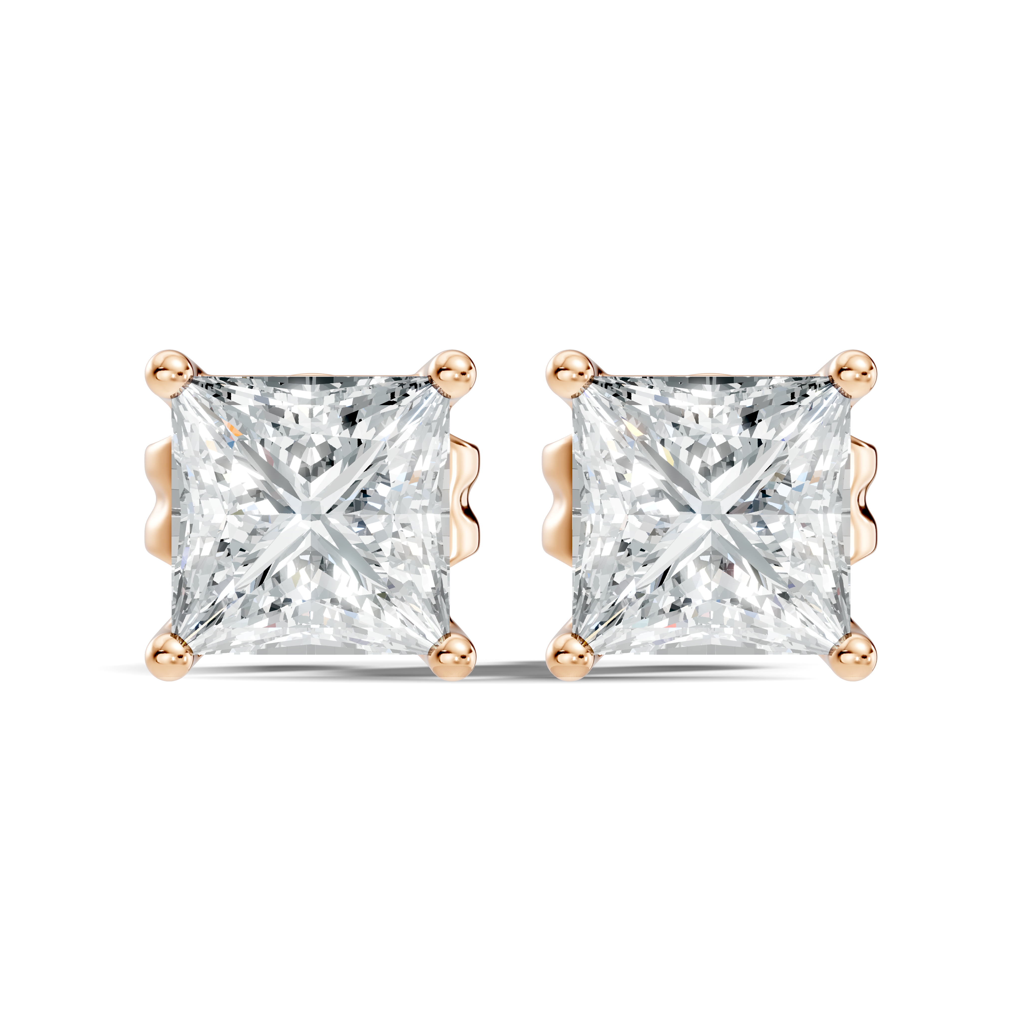 .50-2.00 Ct. Princess Cut Diamond Stud Earrings with Four-Prong Martini Setting (130#10029E-32E) 9