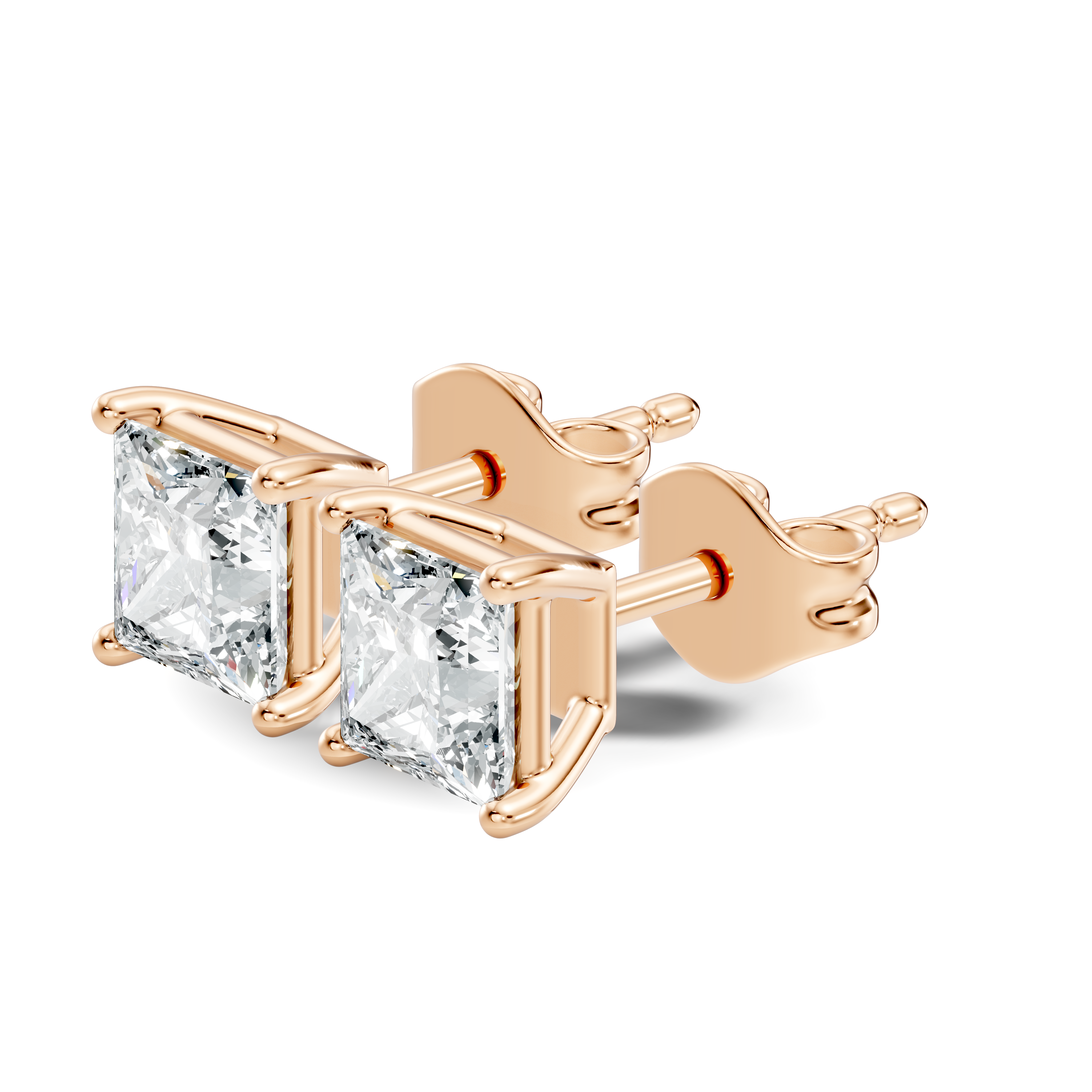 .50-2.00 Ct. Princess Cut Diamond Stud Earrings with Four-Prong Martini Setting (130#10029E-32E) 11