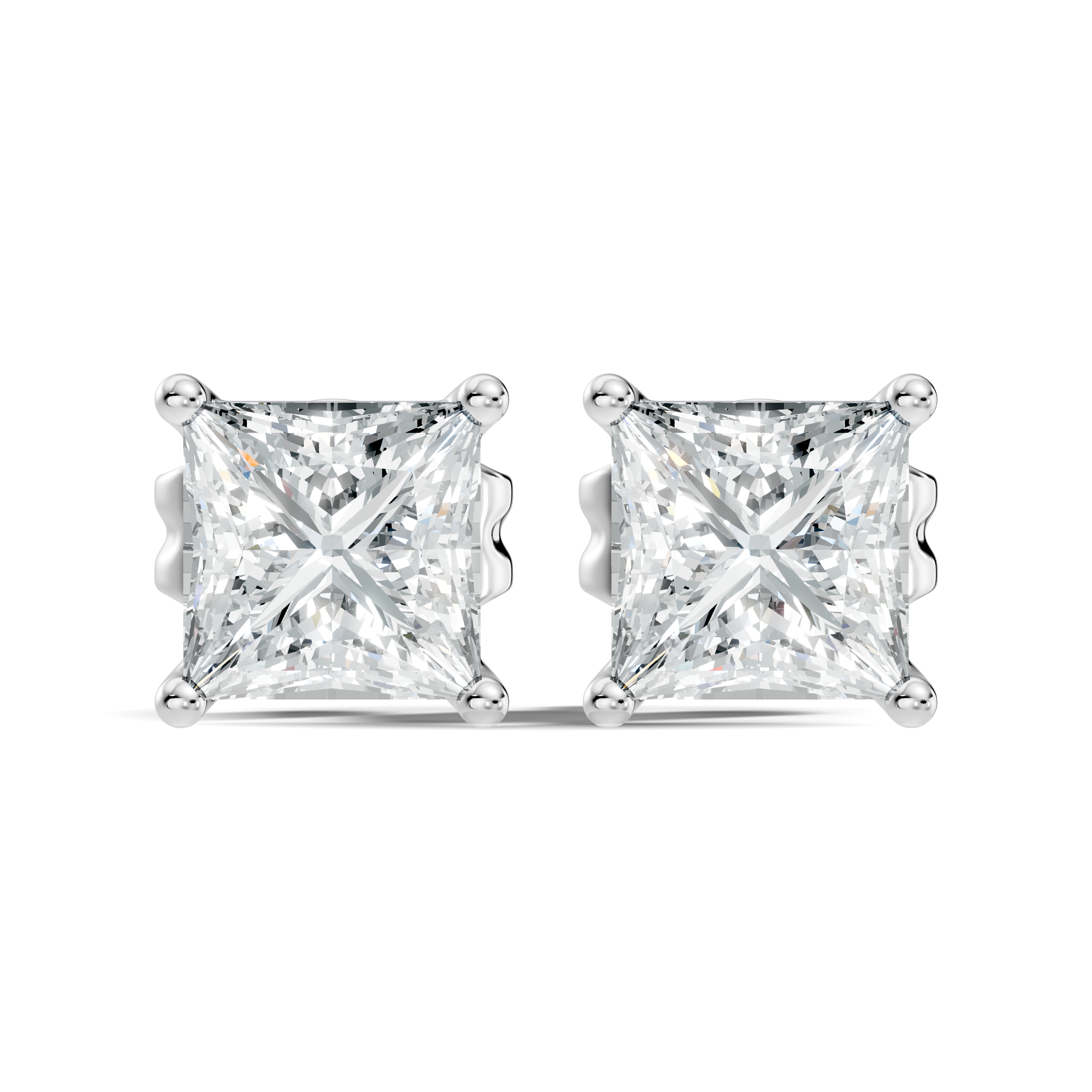 .50-2.00 Ct. Princess Cut Diamond Stud Earrings with Four-Prong Martini Setting (130#10029E-32E) 1