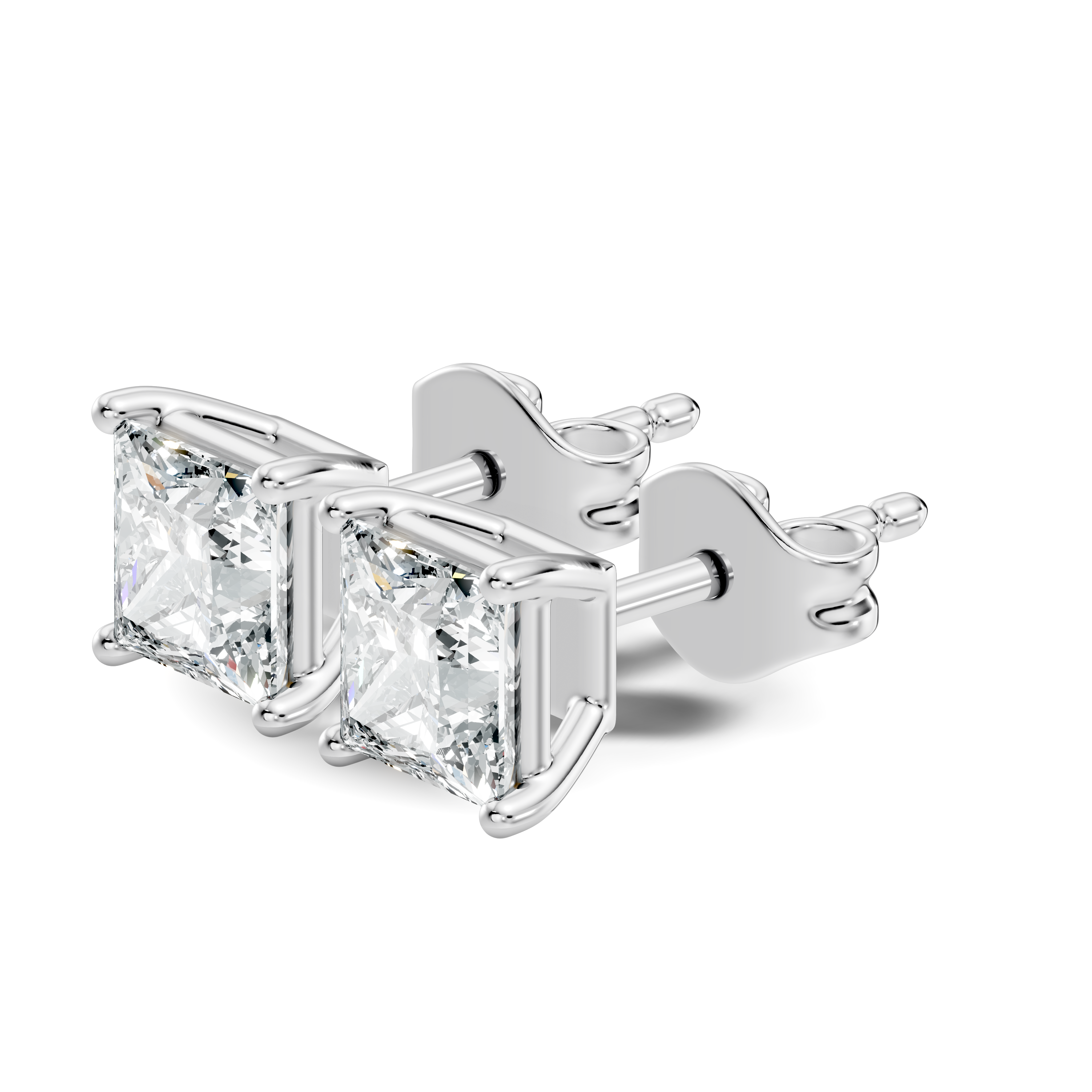 .50-2.00 Ct. Princess Cut Diamond Stud Earrings with Four-Prong Martini Setting (130#10029E-32E) 6