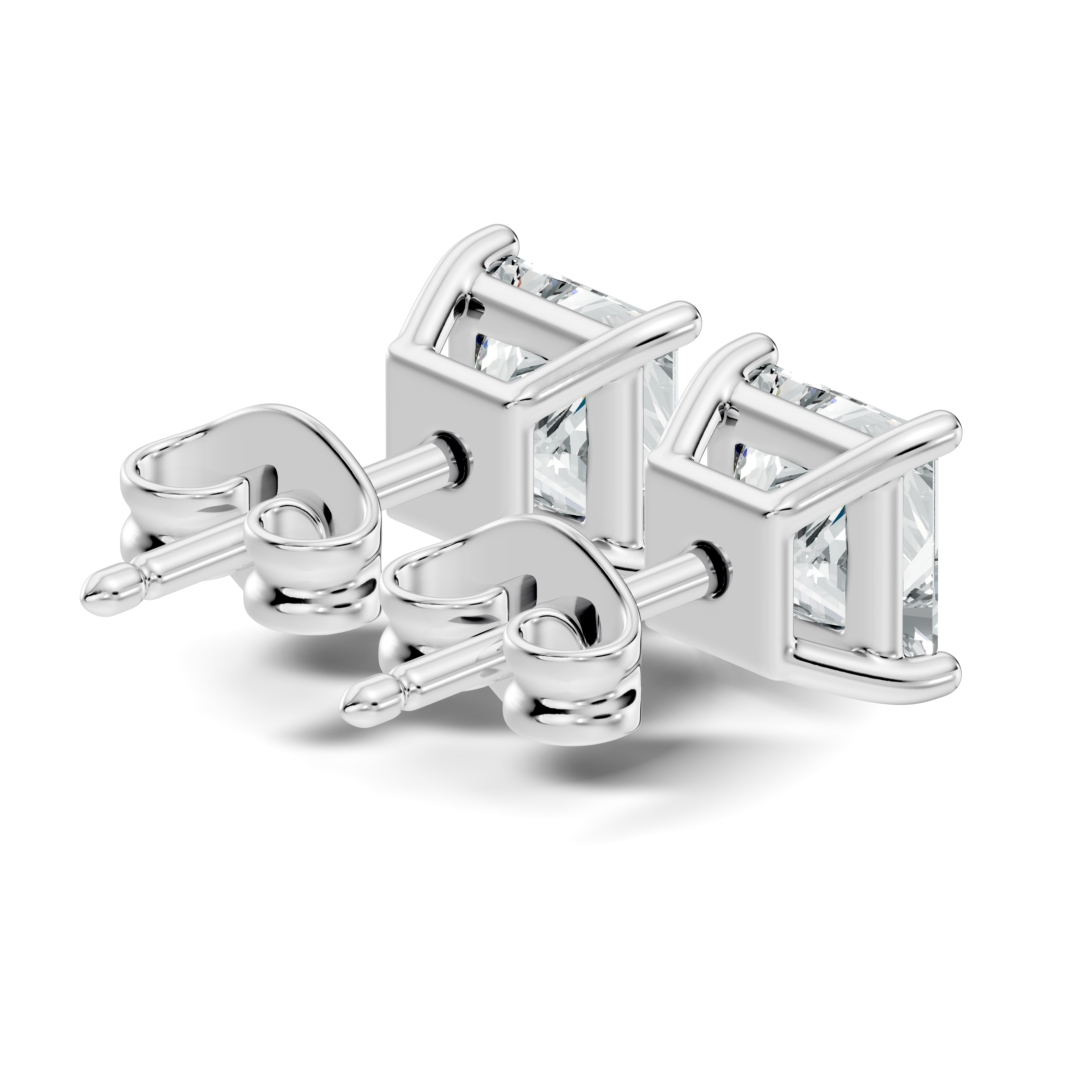 .50-2.00 Ct. Princess Cut Diamond Stud Earrings with Four-Prong Martini Setting (130#10029E-32E) 8