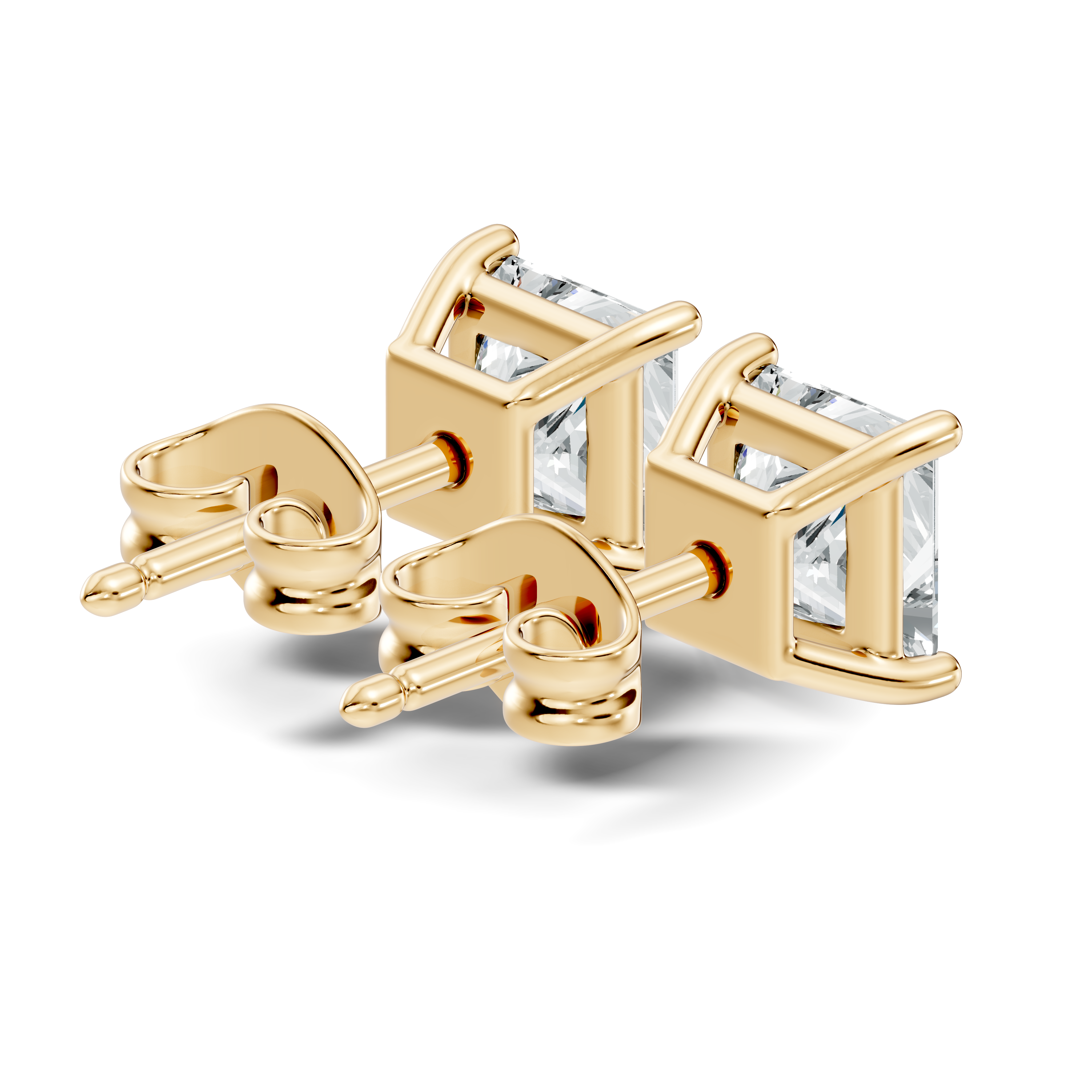 .50-2.00 Ct. Princess Cut Diamond Stud Earrings with Four-Prong Martini Setting (130#10029E-32E) 3
