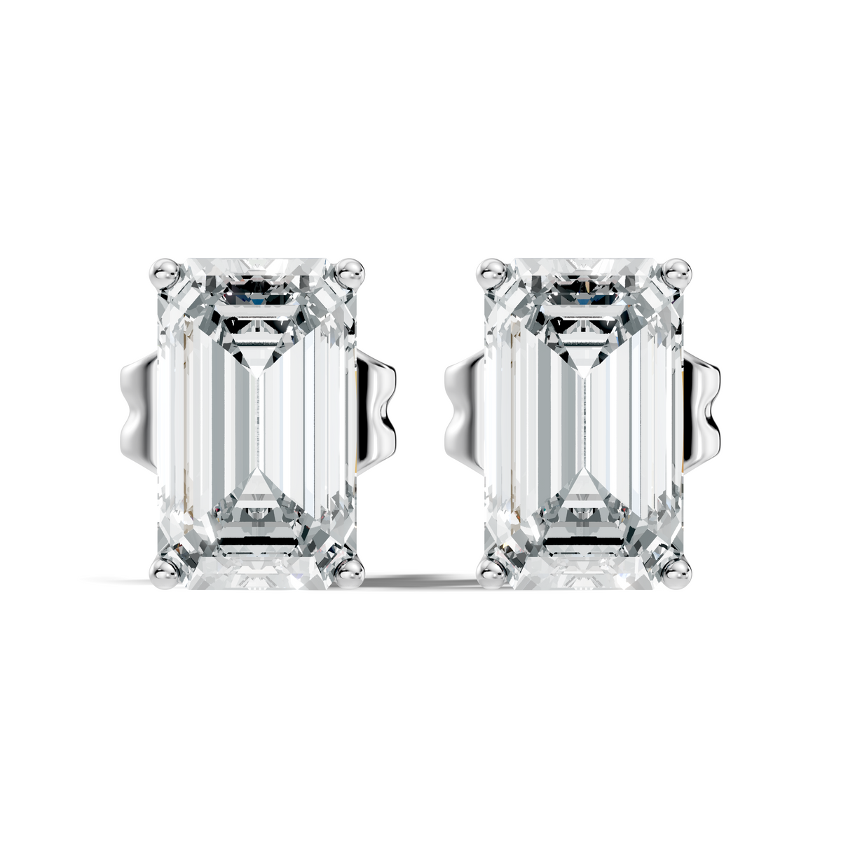 .50-2.00 Ct. Emerald Cut Diamond Stud Earrings with Four-Prong Martini Setting (130#10033E-36E)