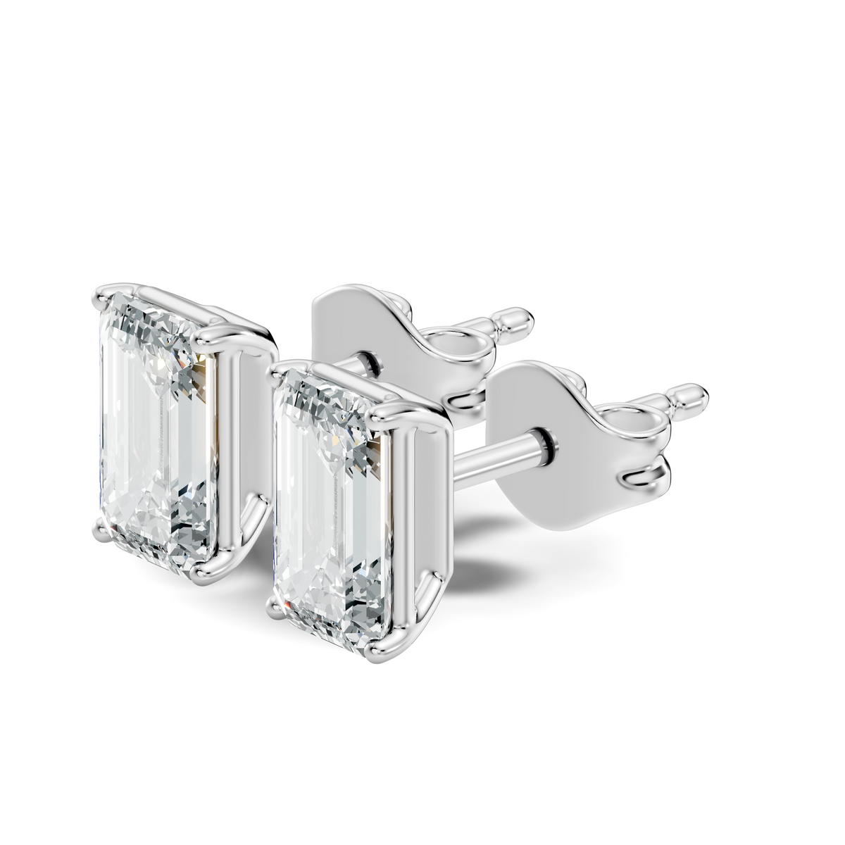 .50-2.00 Ct. Emerald Cut Diamond Stud Earrings with Four-Prong Martini Setting (130#10033E-36E) 10
