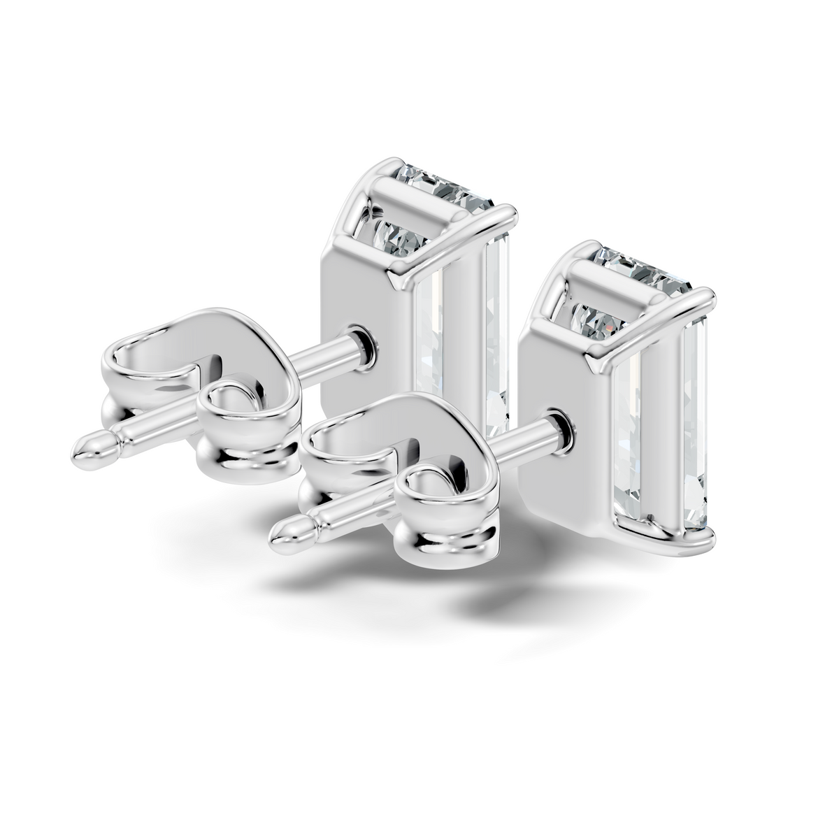 .50-2.00 Ct. Emerald Cut Diamond Stud Earrings with Four-Prong Martini Setting (130#10033E-36E) 4
