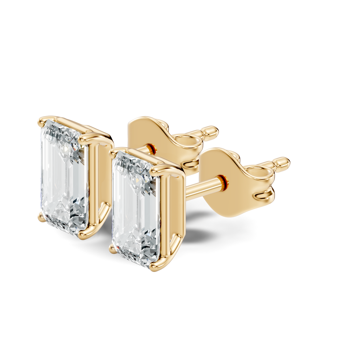 .50-2.00 Ct. Emerald Cut Diamond Stud Earrings with Four-Prong Martini Setting (130#10033E-36E)