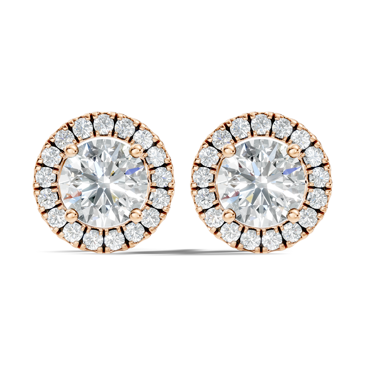 .50-2.00 Ct. Round Diamond Halo Stud Earrings with Pavé Halo Setting (130#10041E-44E) 11