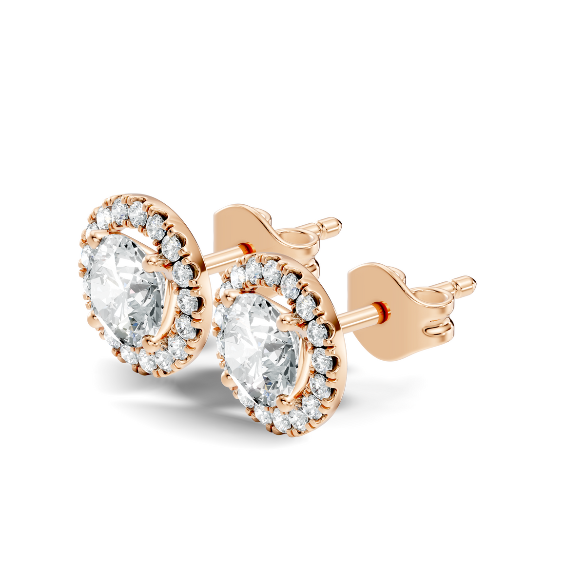 .50-2.00 Ct. Round Diamond Halo Stud Earrings with Pavé Halo Setting (130#10041E-44E) 7