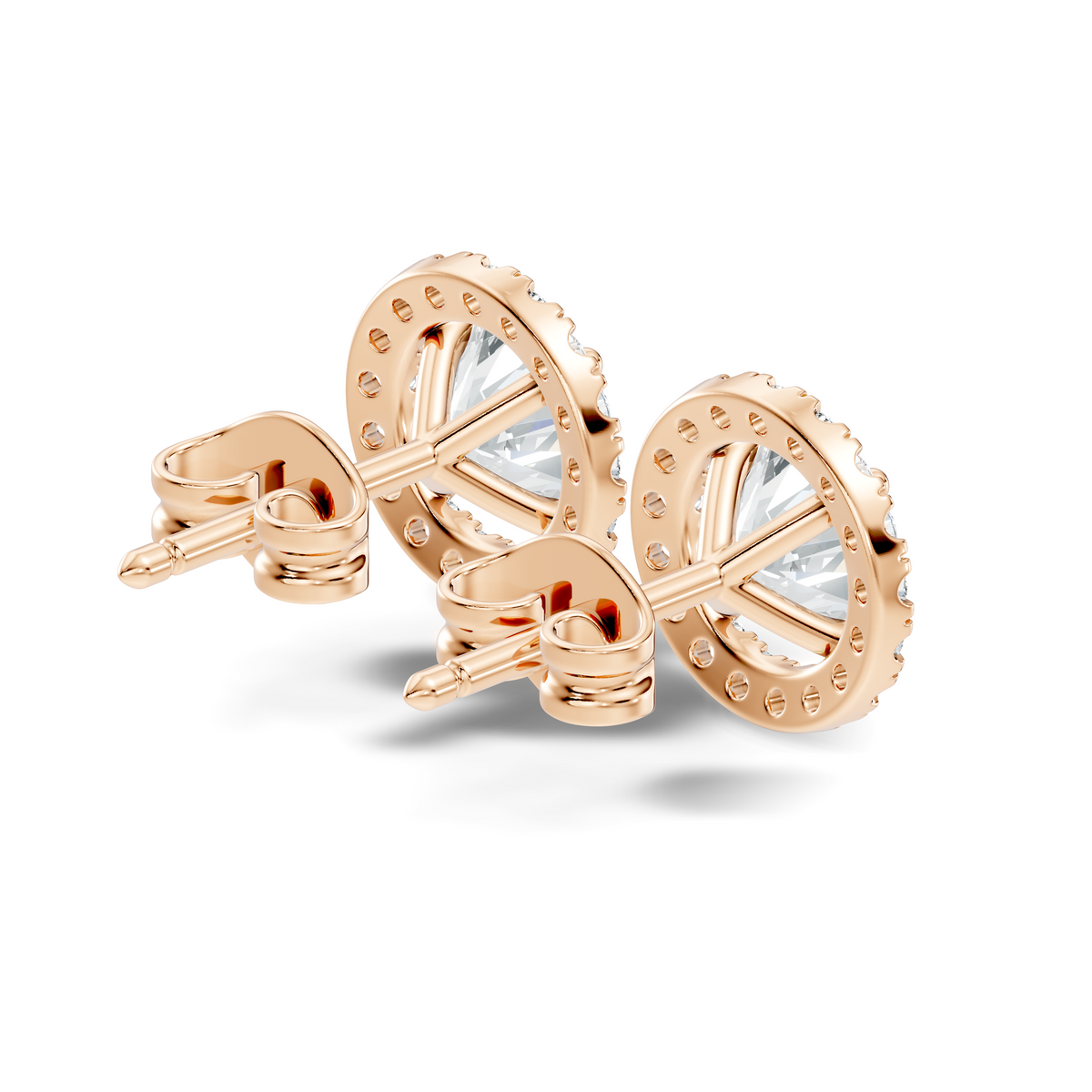 .50-2.00 Ct. Round Diamond Halo Stud Earrings with Pavé Halo Setting (130#10041E-44E) 12