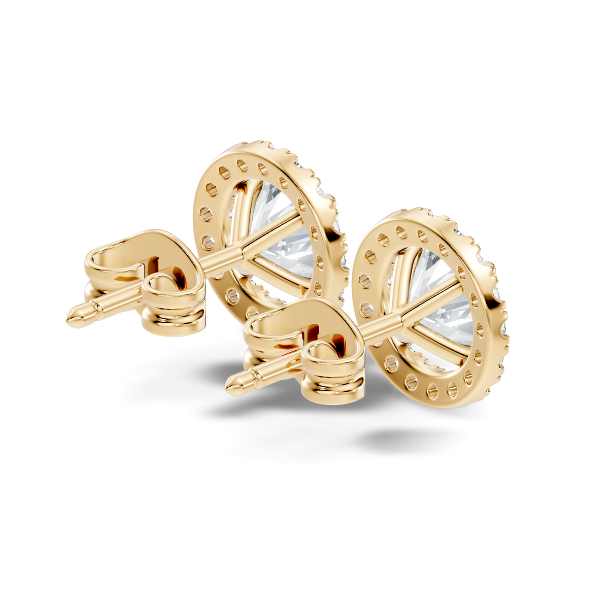 .50-2.00 Ct. Round Diamond Halo Stud Earrings with Pavé Halo Setting (130#10041E-44E) 6
