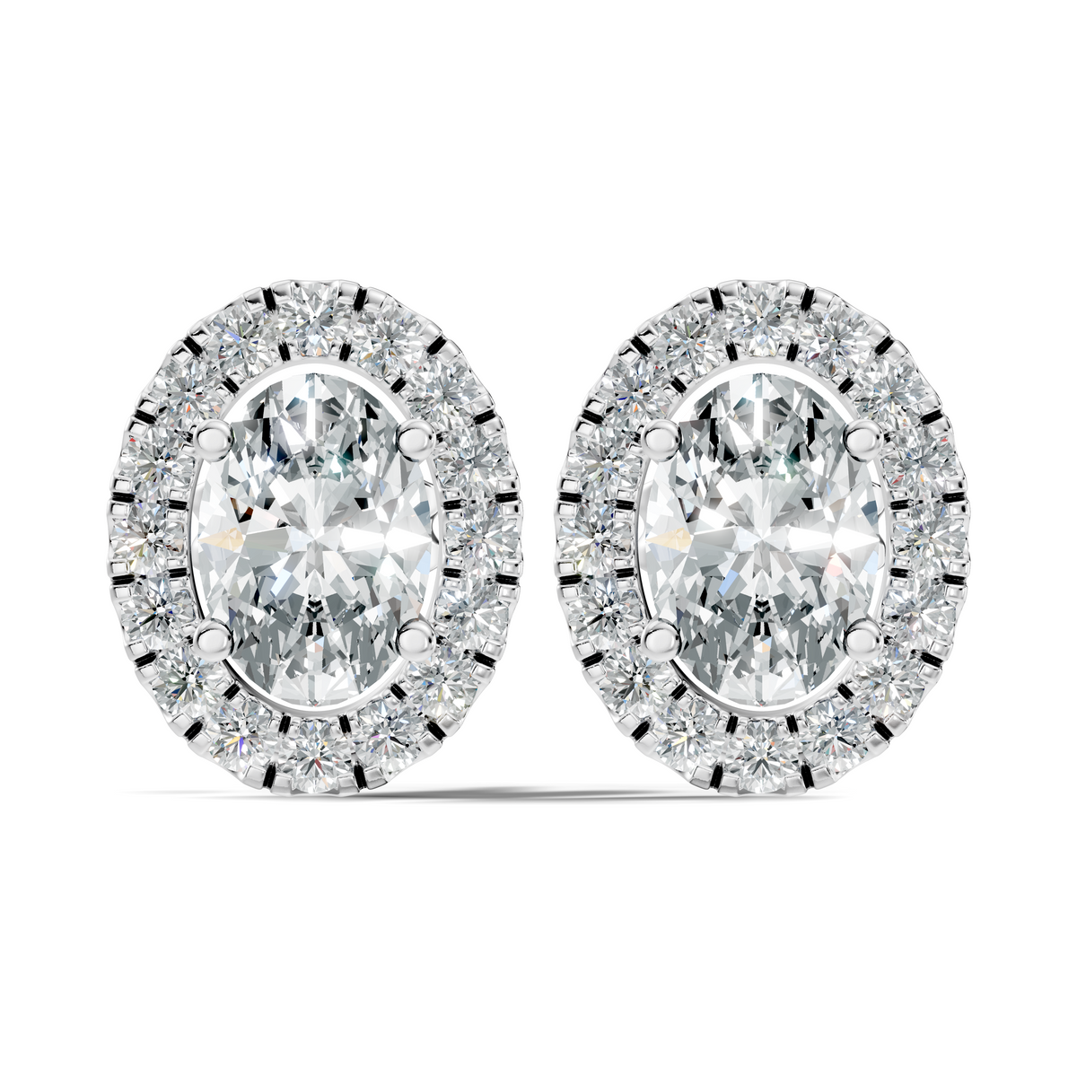 .50-2.00 Ct. Oval Diamond Halo Stud Earrings with Pavé Halo Setting (130#10045E-48E)