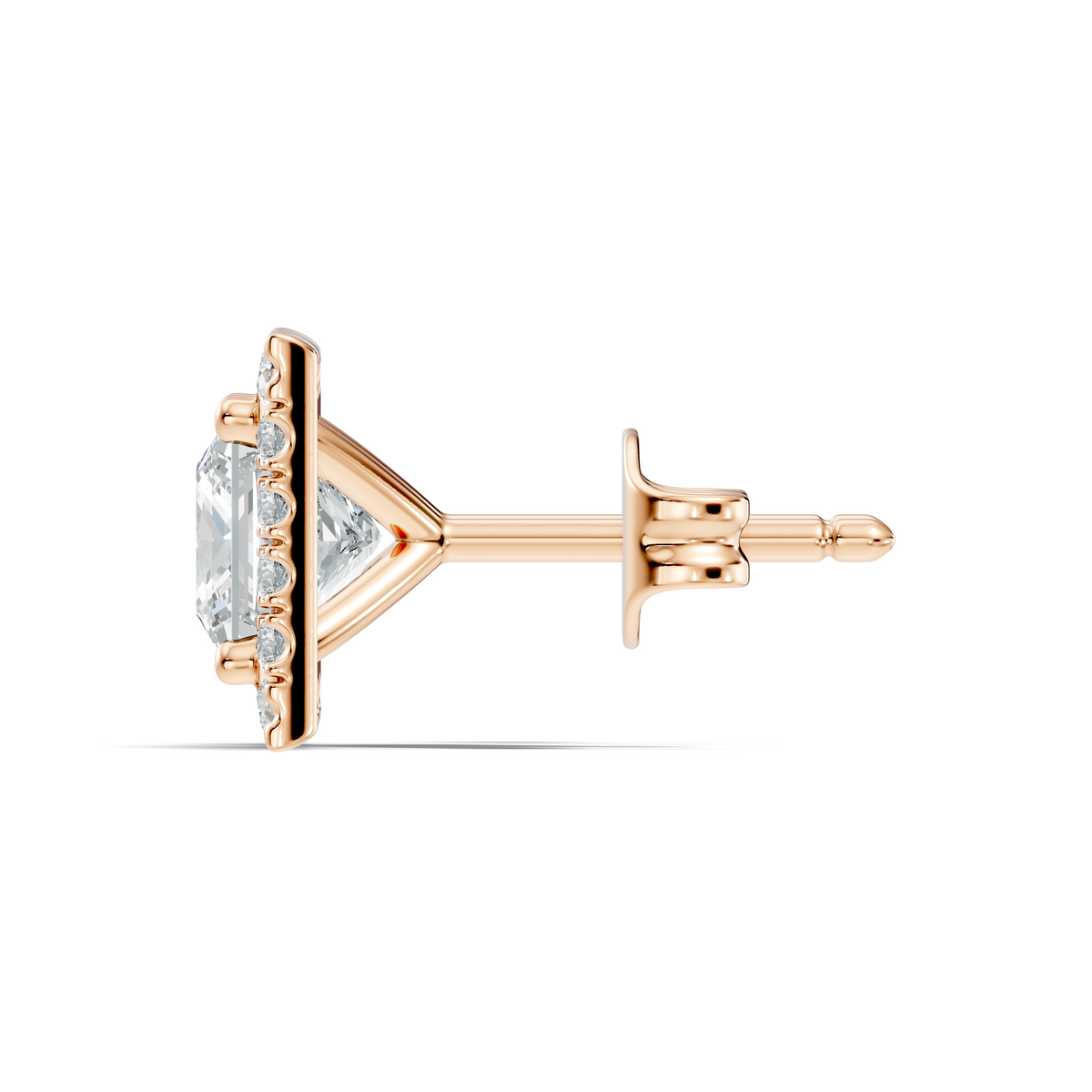 .50-2.00 Ct. Princess Cut Diamond Halo Stud Earrings with Square Pavé Frame (130#10049E-52E) 3