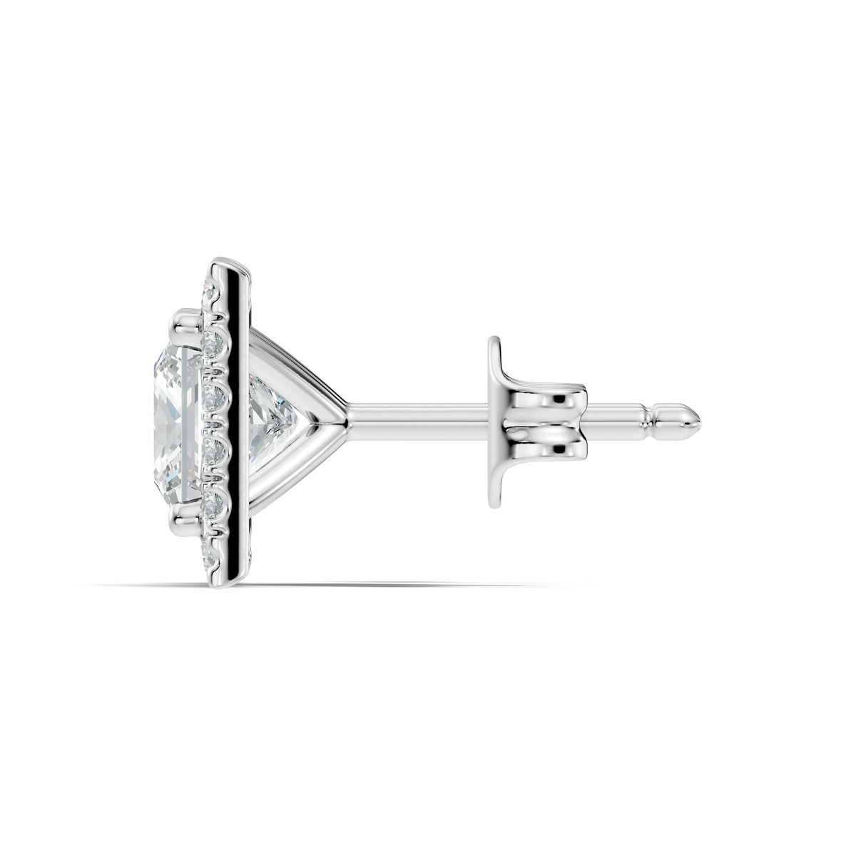 .50-2.00 Ct. Princess Cut Diamond Halo Stud Earrings with Square Pavé Frame (130#10049E-52E) 7