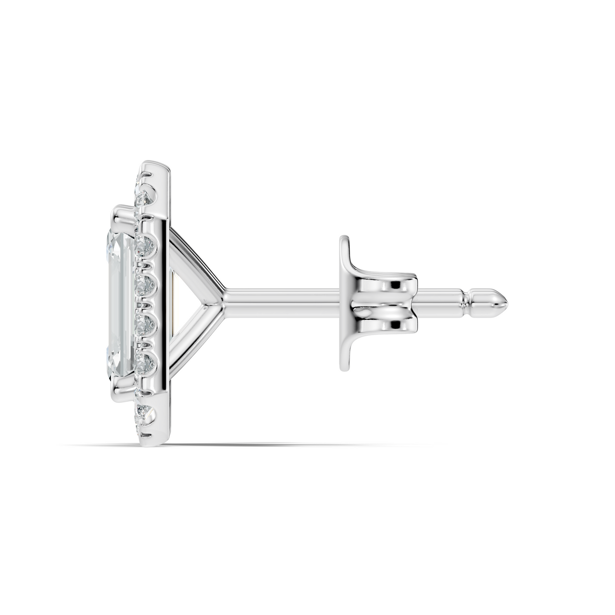 .50-2.00 Ct. Emerald Cut Diamond Halo Stud Earrings with Octagonal Pavé Frame (130#10053E-56E) 11