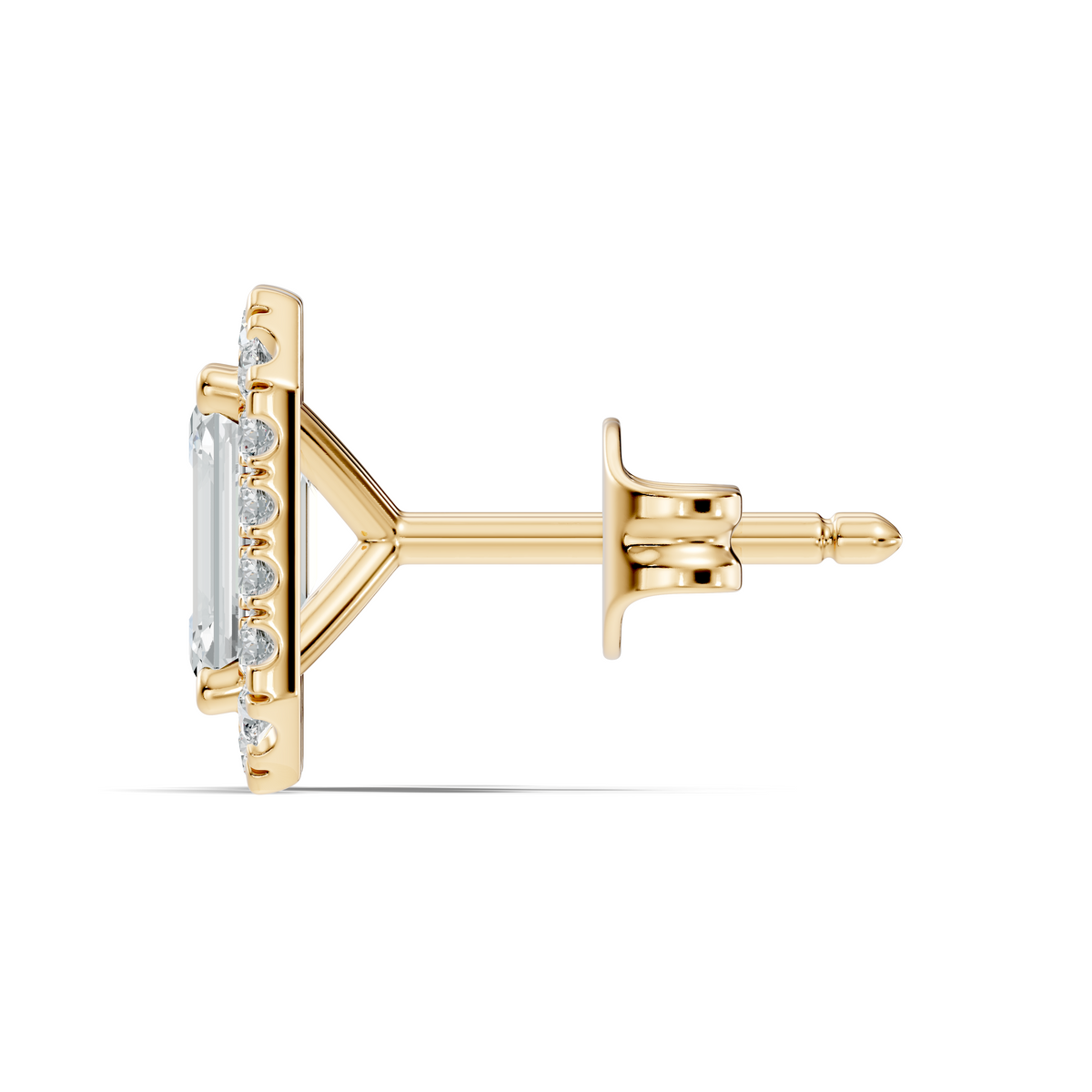 .50-2.00 Ct. Emerald Cut Diamond Halo Stud Earrings with Octagonal Pavé Frame (130#10053E-56E) 5