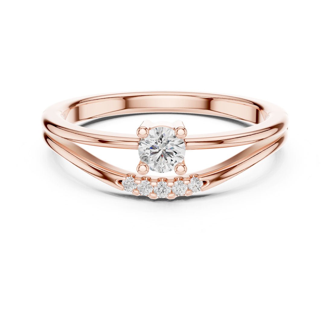 .19 Ct. Round Diamond Stackable Engagement Ring with Pavé Accents (1336) 5