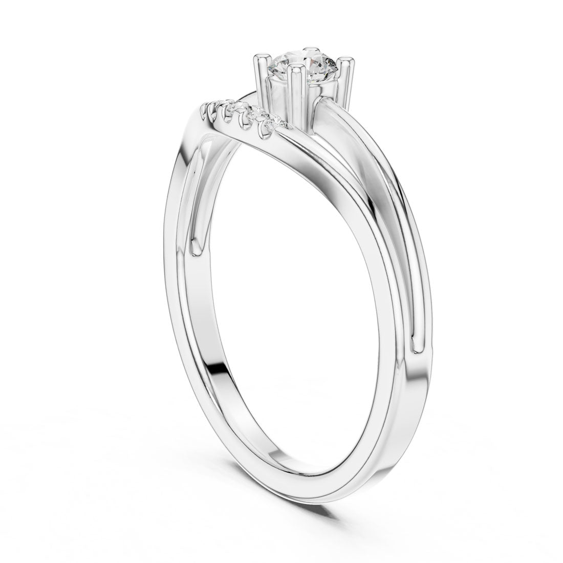 .19 Ct. Round Diamond Stackable Engagement Ring with Pavé Accents (1336) 10