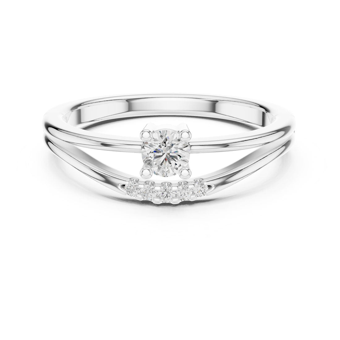 .19 Ct. Round Diamond Stackable Engagement Ring with Pavé Accents (1336) 7