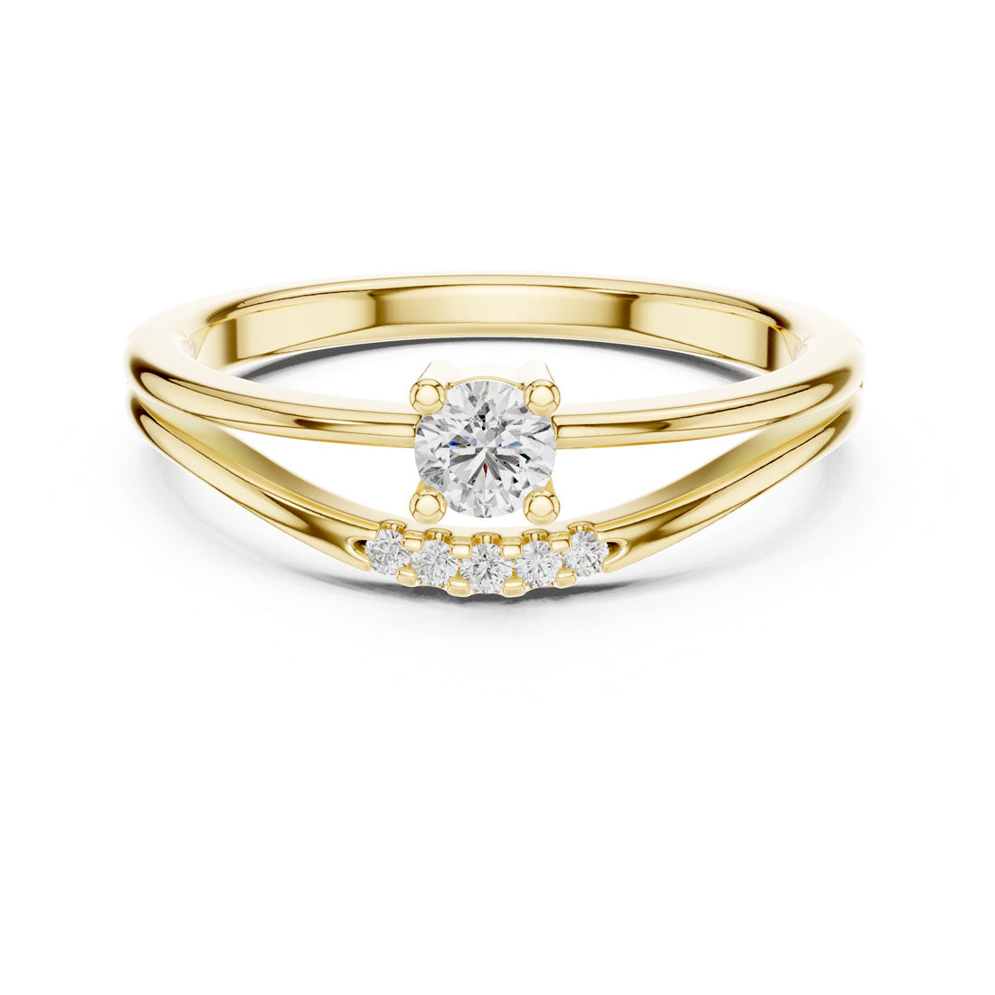 .19 Ct. Round Diamond Stackable Engagement Ring with Pavé Accents (1336)