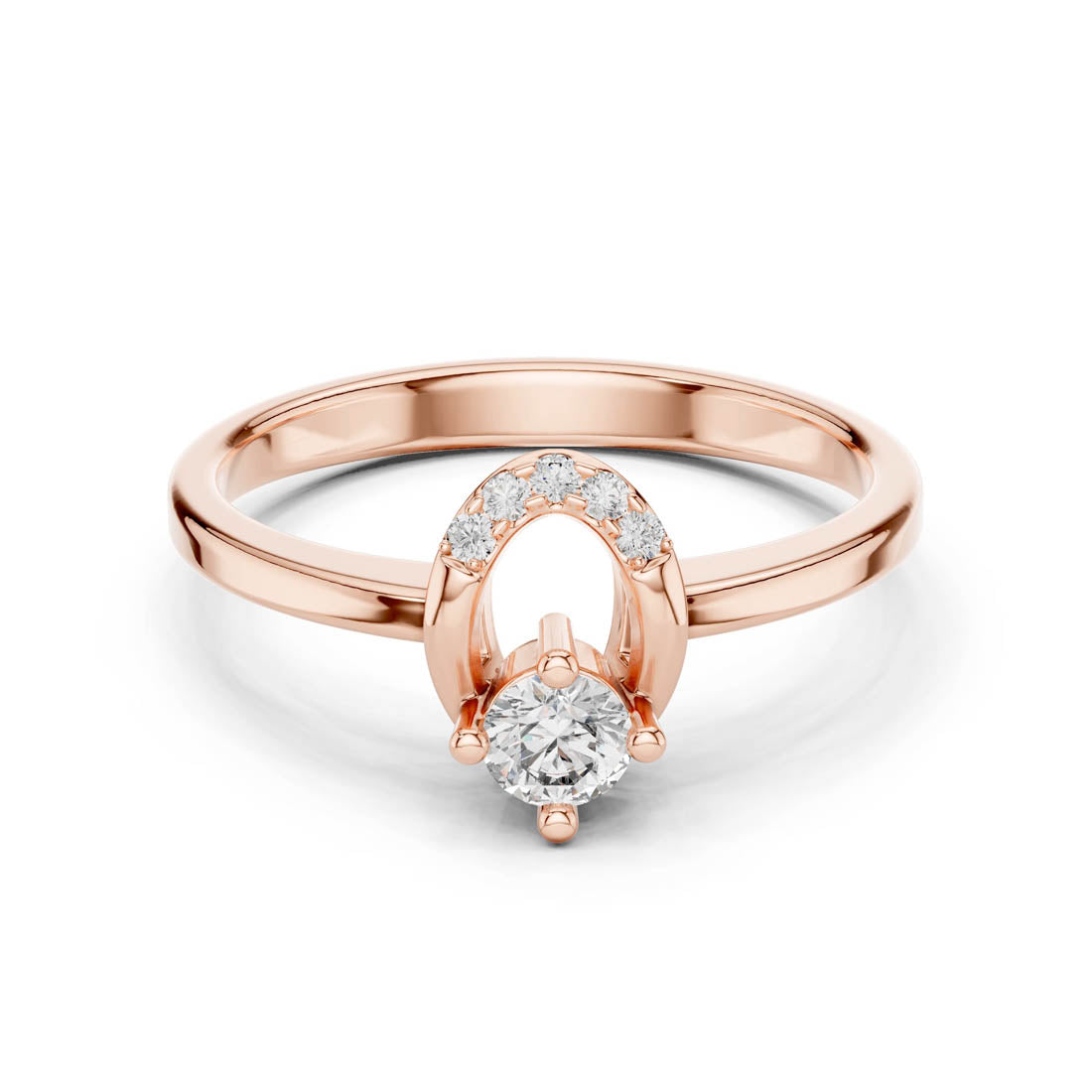 .18 Ct. Round Diamond Geometric Engagement Ring with Pavé Accents (1347) 7