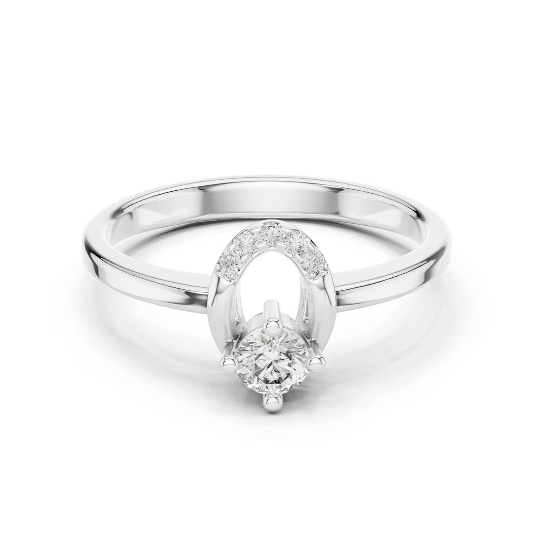 .18 Ct. Round Diamond Geometric Engagement Ring with Pavé Accents (1347)