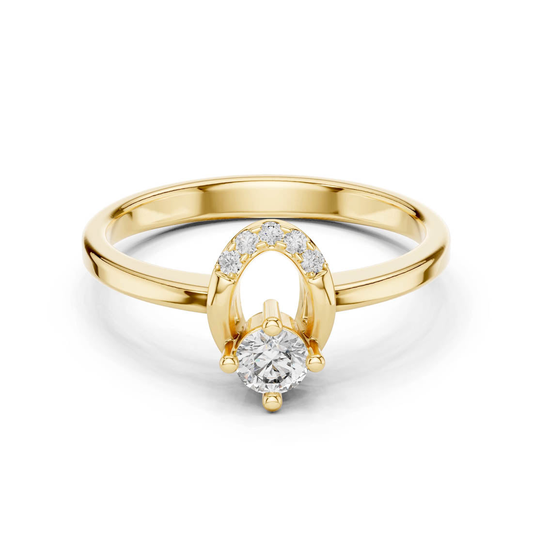 .18 Ct. Round Diamond Geometric Engagement Ring with Pavé Accents (1347) 5