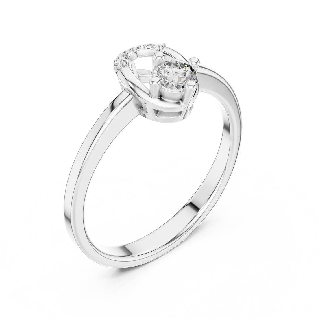 .18 Ct. Round Diamond Geometric Engagement Ring with Pavé Accents (1347) 6
